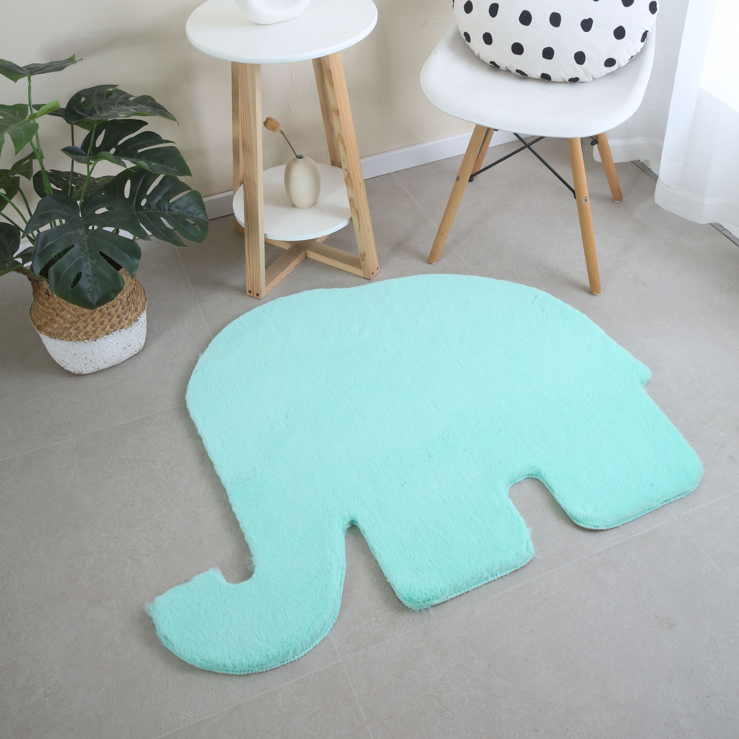 Kinderzimmer Teppich Elefant Design Kinderteppich Waschbarer Hochflor Flauschig