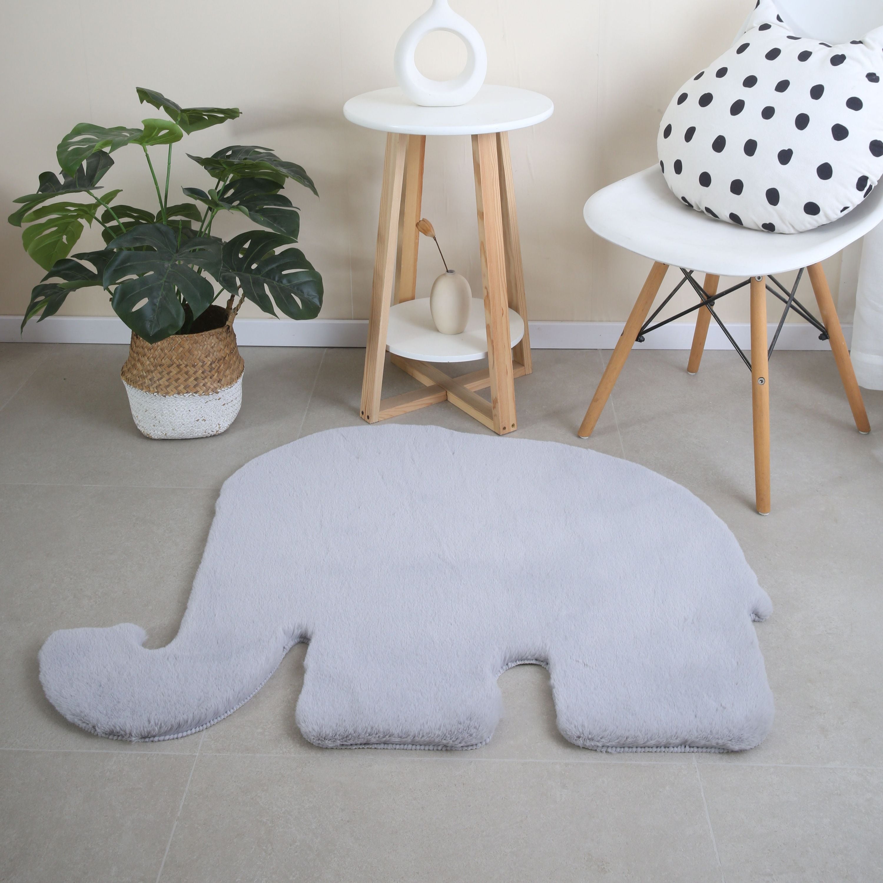 Kinderzimmer Teppich Elefant Design Kinderteppich Waschbarer Hochflor Flauschig