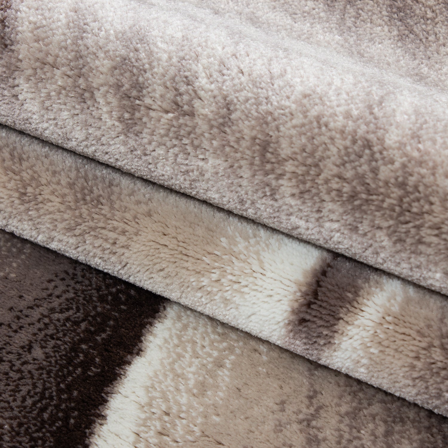 Bettumrandung Design Karo abstrakt Teppich Kurzflorteppich Läufer Set Beige