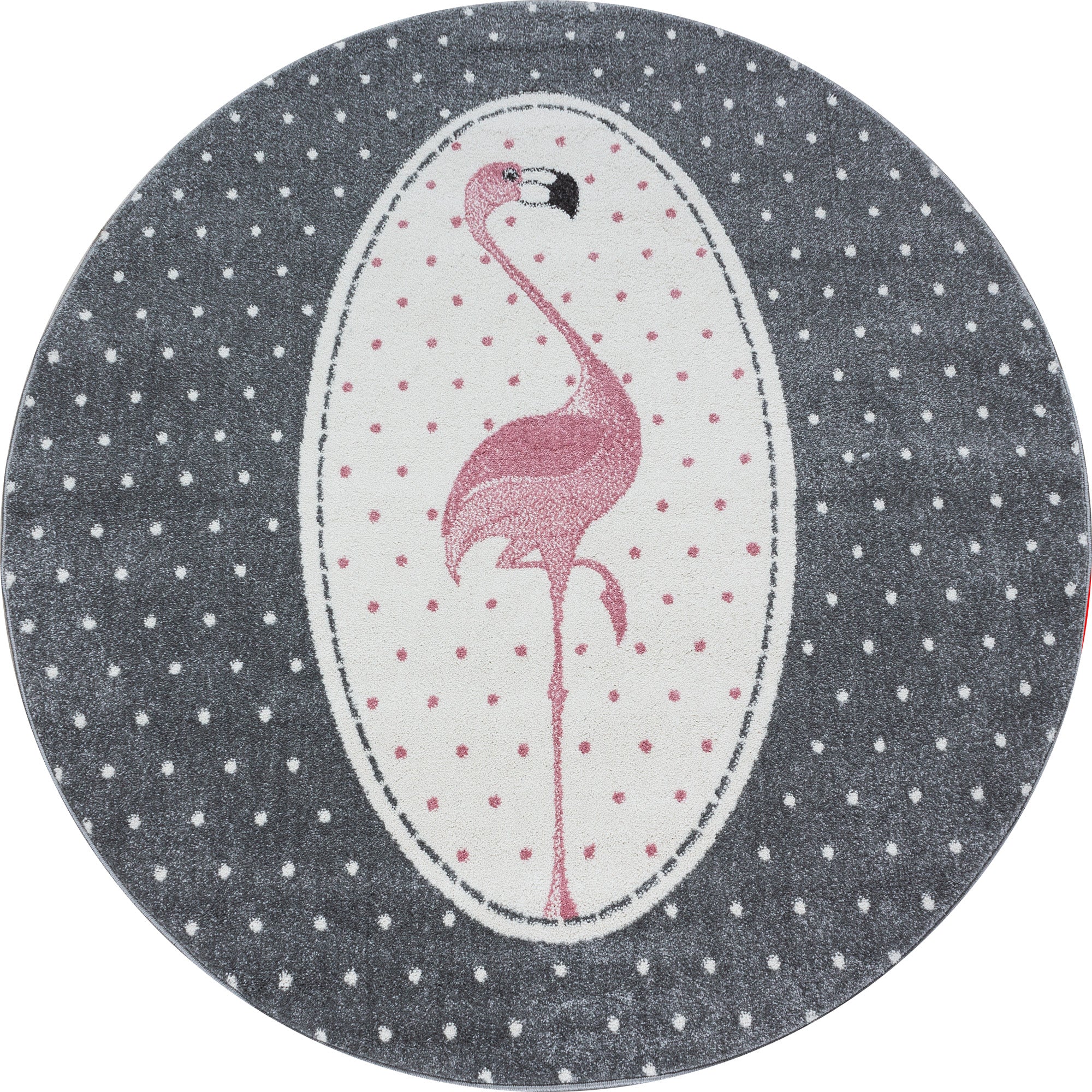 Designer Kinderteppich Kurzflor Flamingo Stern Kinderzimmerteppich Grau Pink