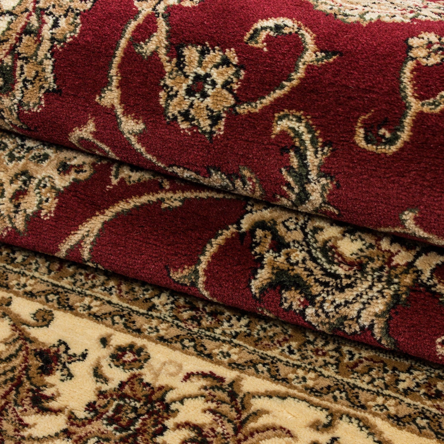 Klassik Orient Teppich Edle Bordüre Traditionelle Wohnzimmerteppich Rot Beige