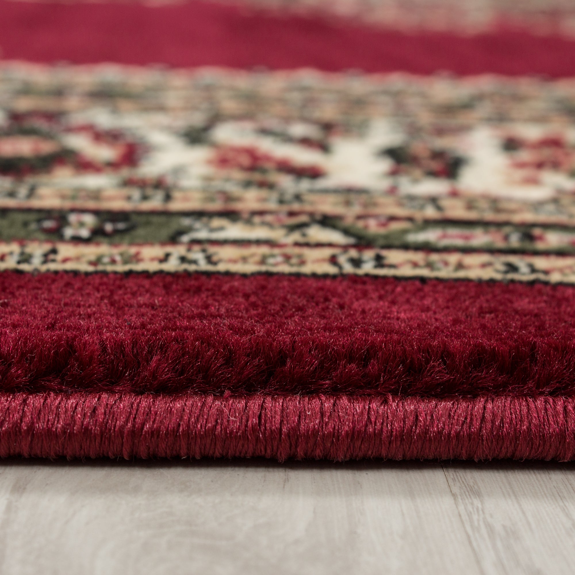 Klassik Orient Teppich Edle Bordüre Ornament Muster Wohnzimmerteppich Rot Beige