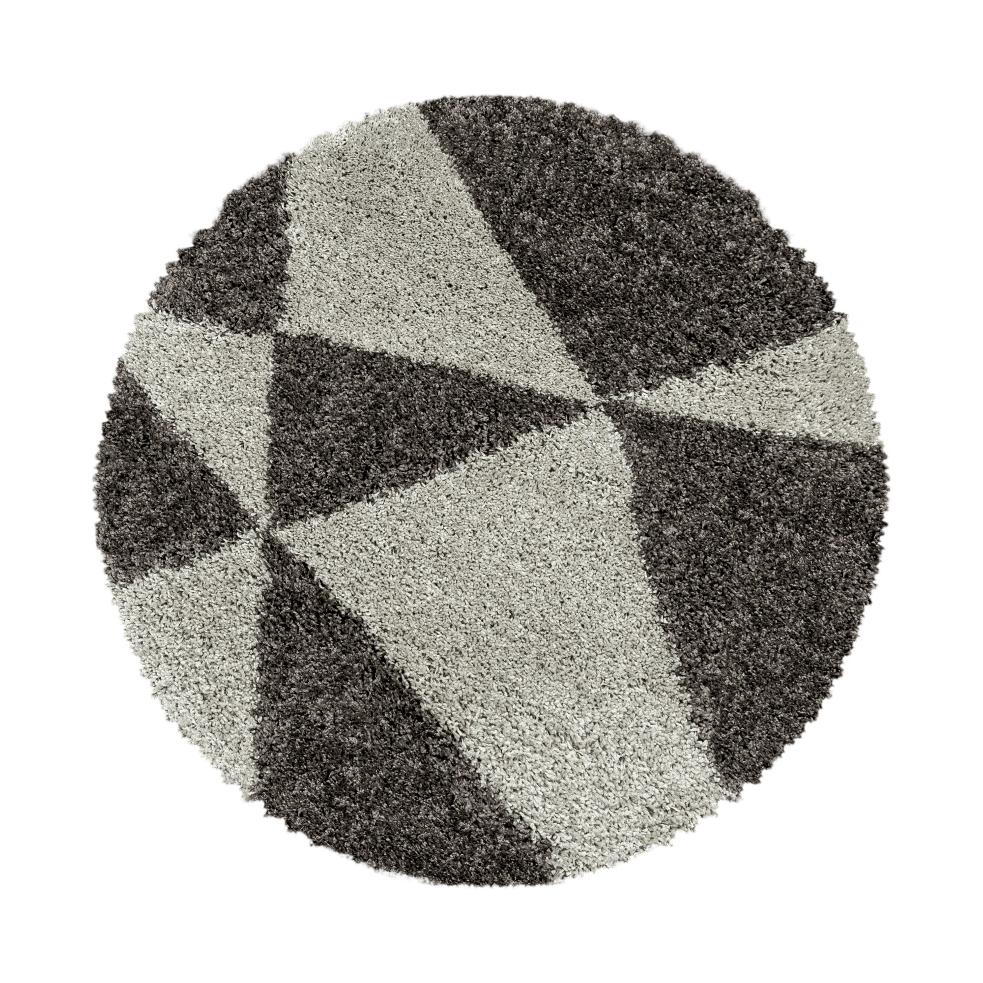Design Hochflor Teppich Wohnzimmerteppich Dreieck Muster Abstrakt Form Rund