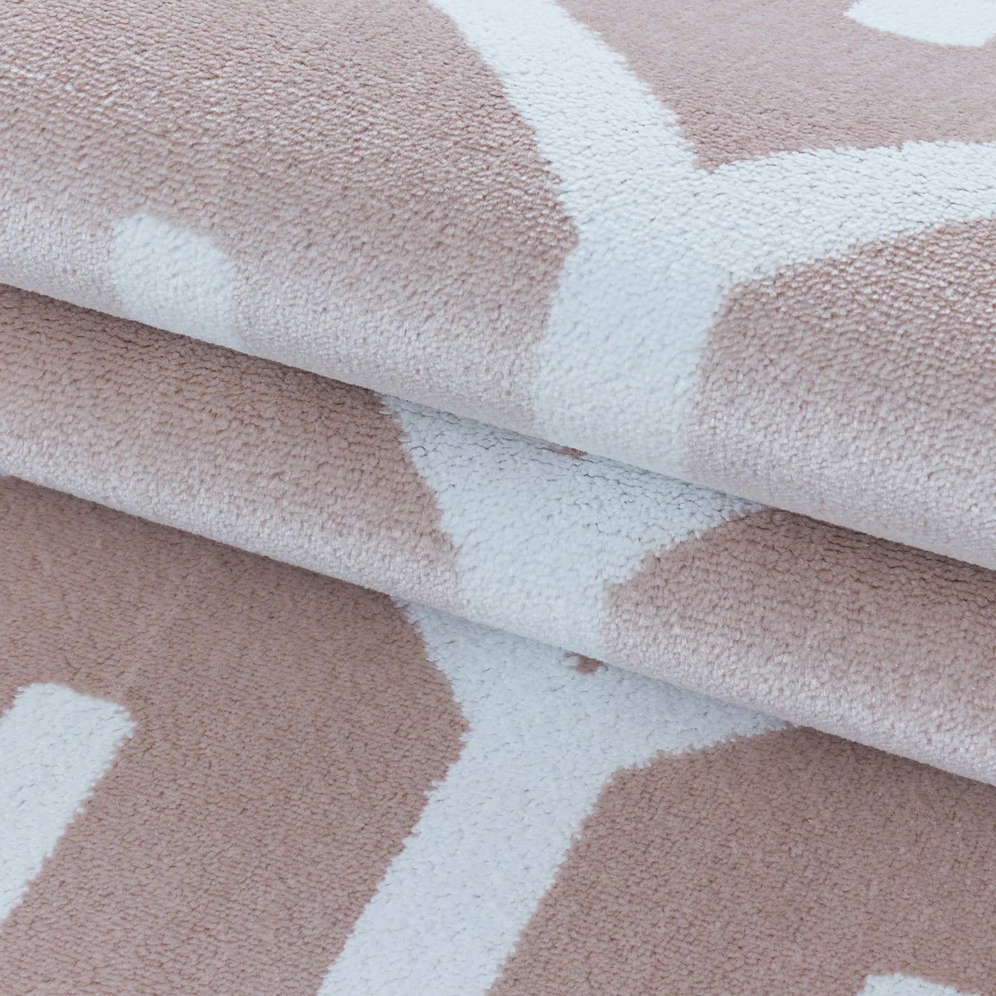Weicher Kurzflor Teppich Wohnzimmerteppich Gitter Design Soft Flor Pink