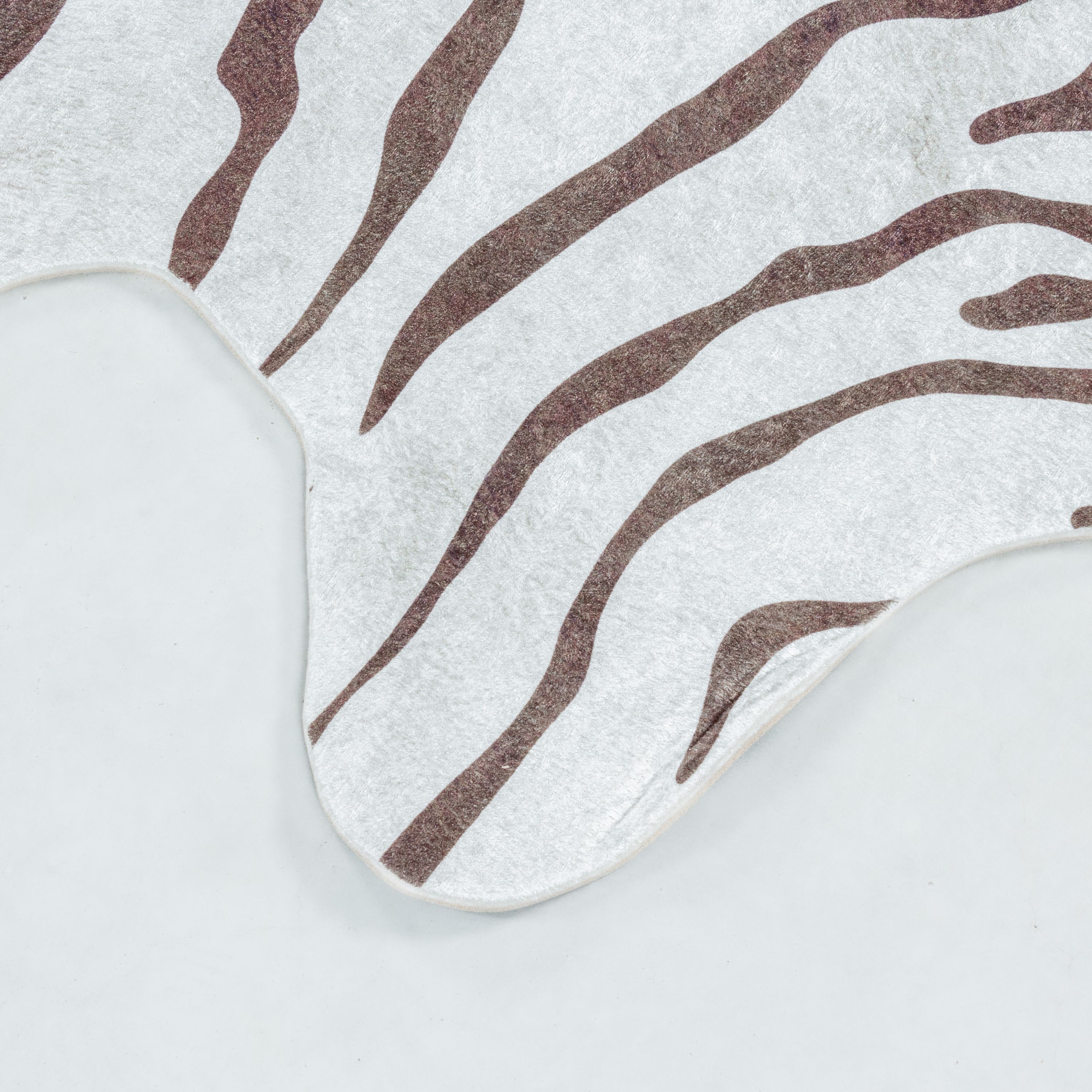 Teppich Flachgewebe Waschbar Wohnzimmerteppich Robust Zebra Fell Muster Braun
