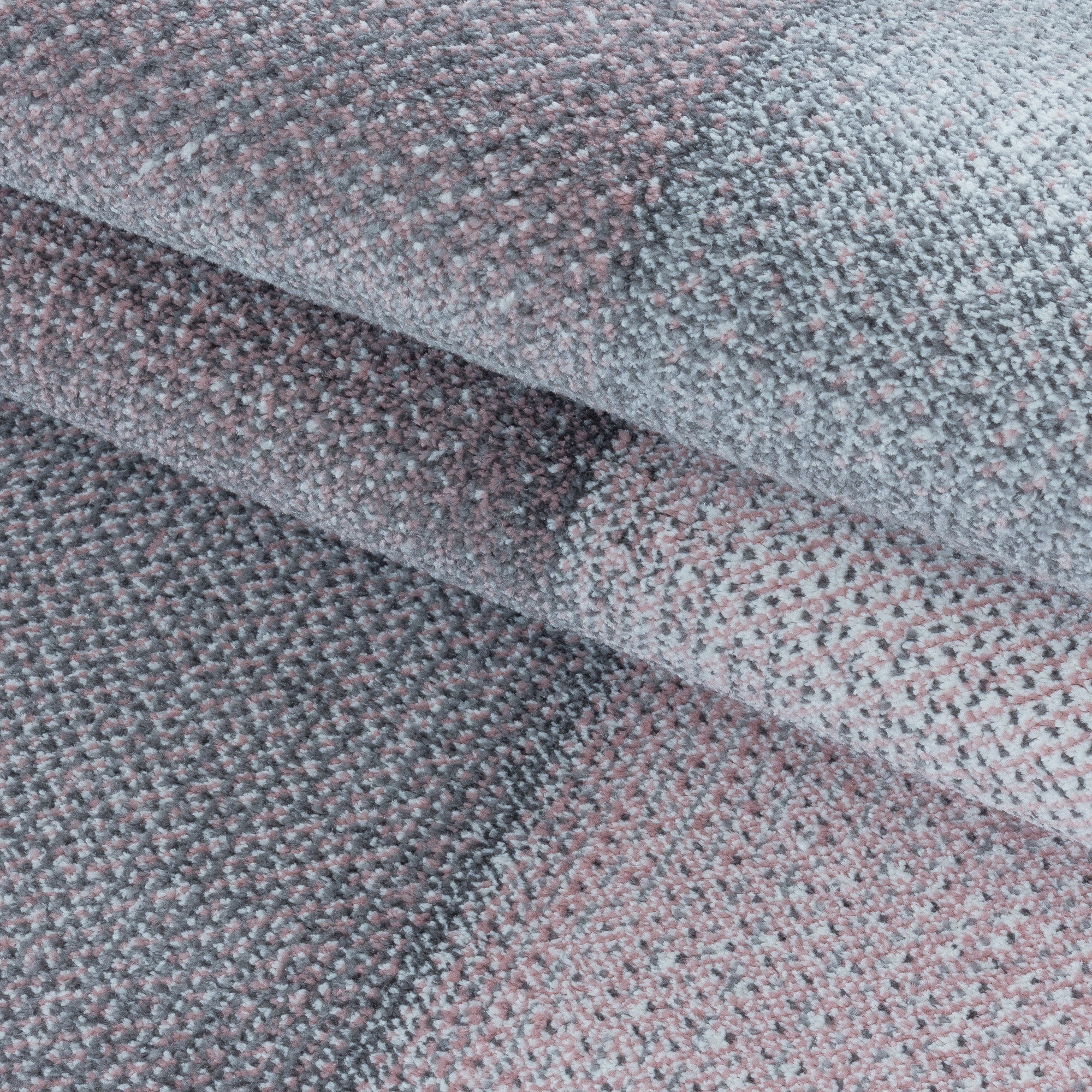 Kurzflor Teppich Zart Rosa Grau Modernes Quadrat Pixel Muster Wohnteppich Weich