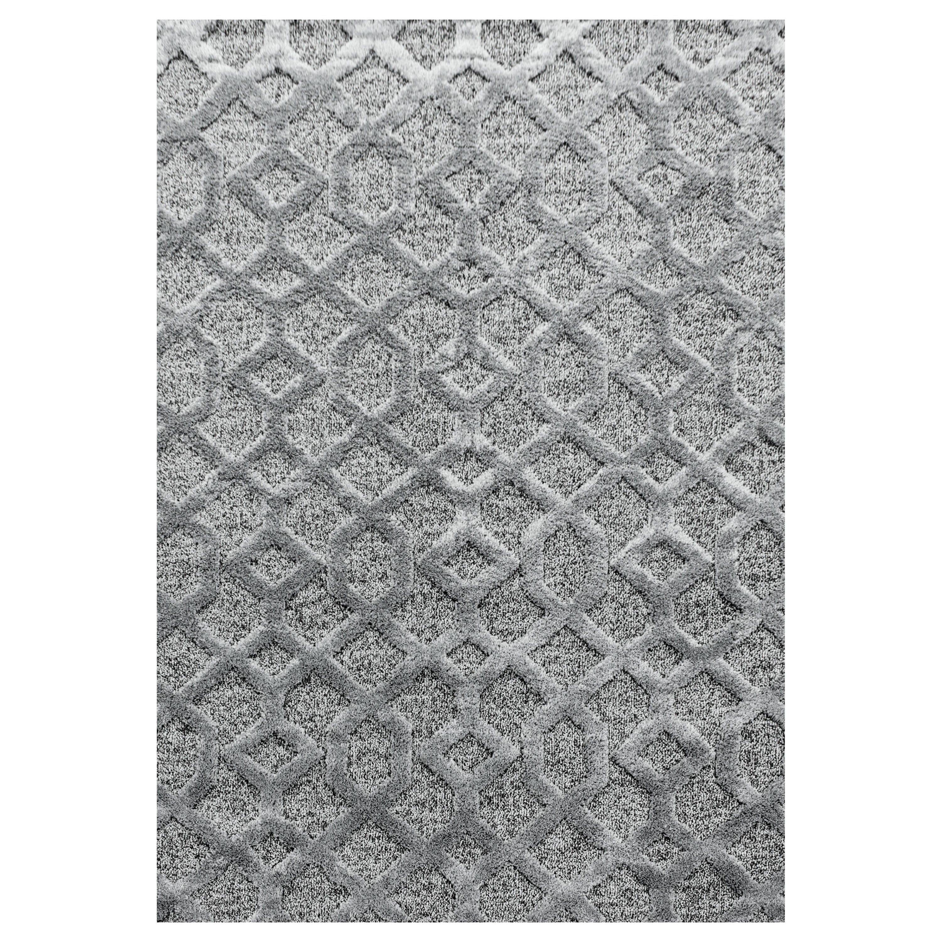 Kurzflor Design Teppich Looped Flor 3-D Gitter Muster Abstrakt