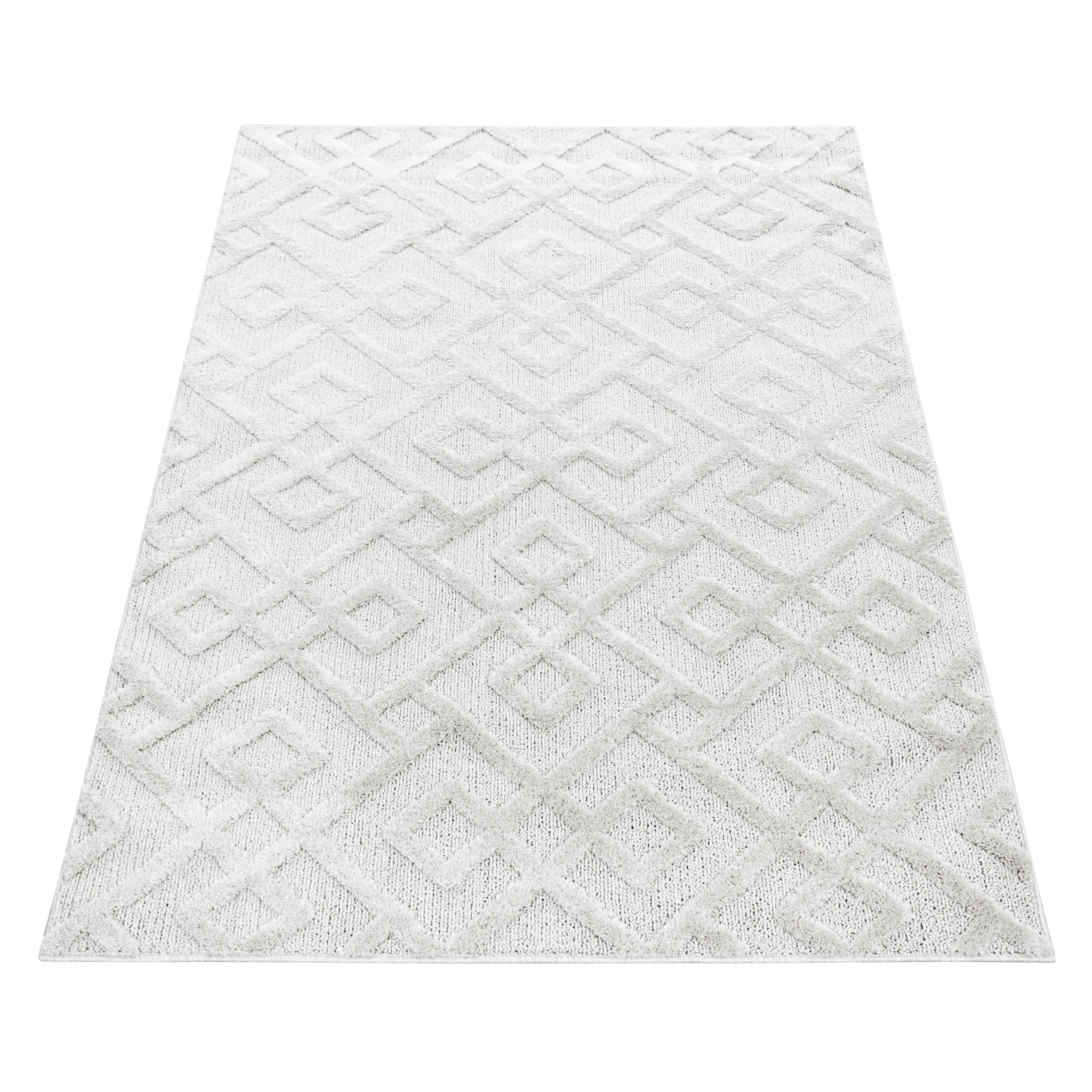 Kurzflor Design Teppich Looped Flor Kreuz Labyrinth Muster