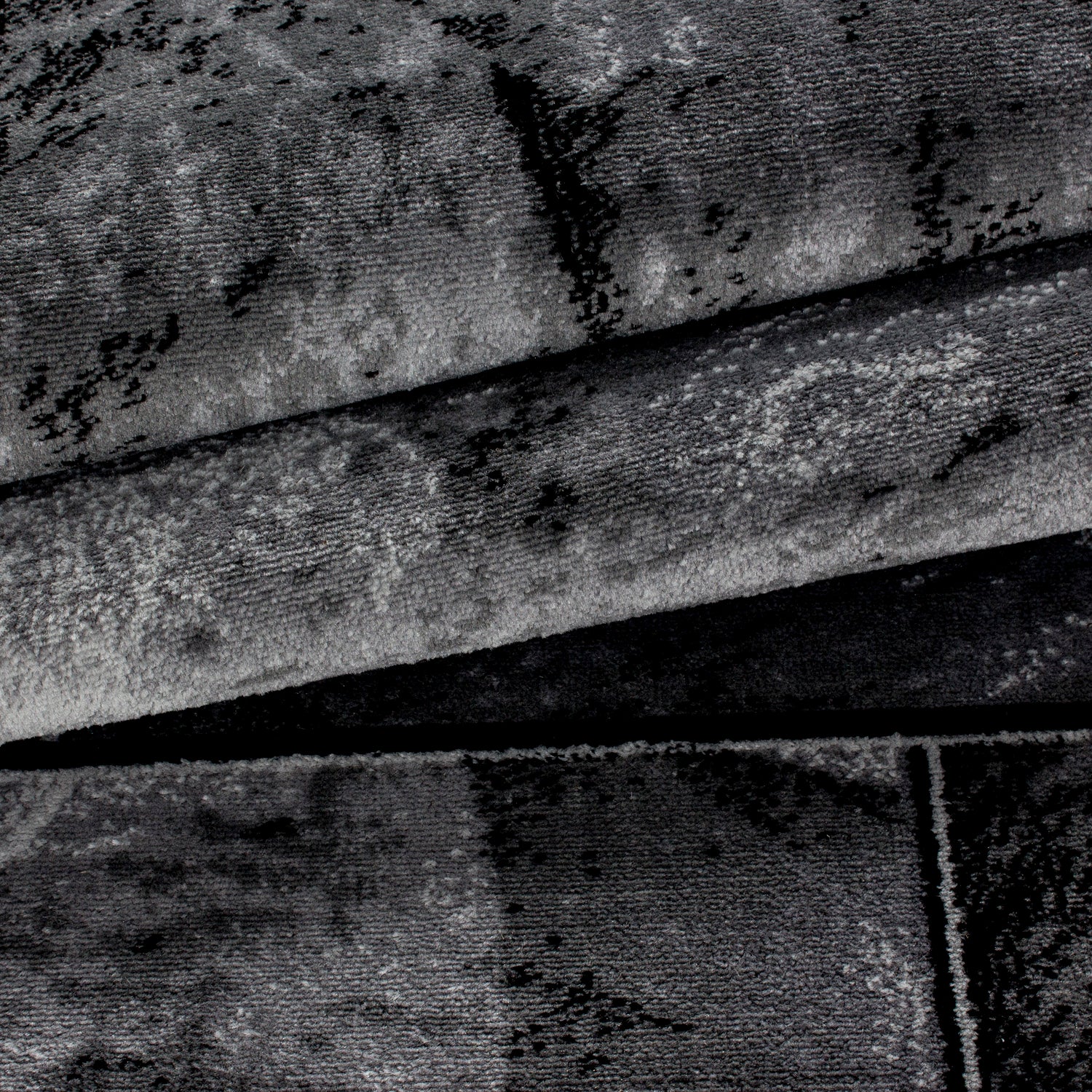 Teppich Bettumrandung Läuferset Steinoptik 3 Teile Schwarz Grau Meliert