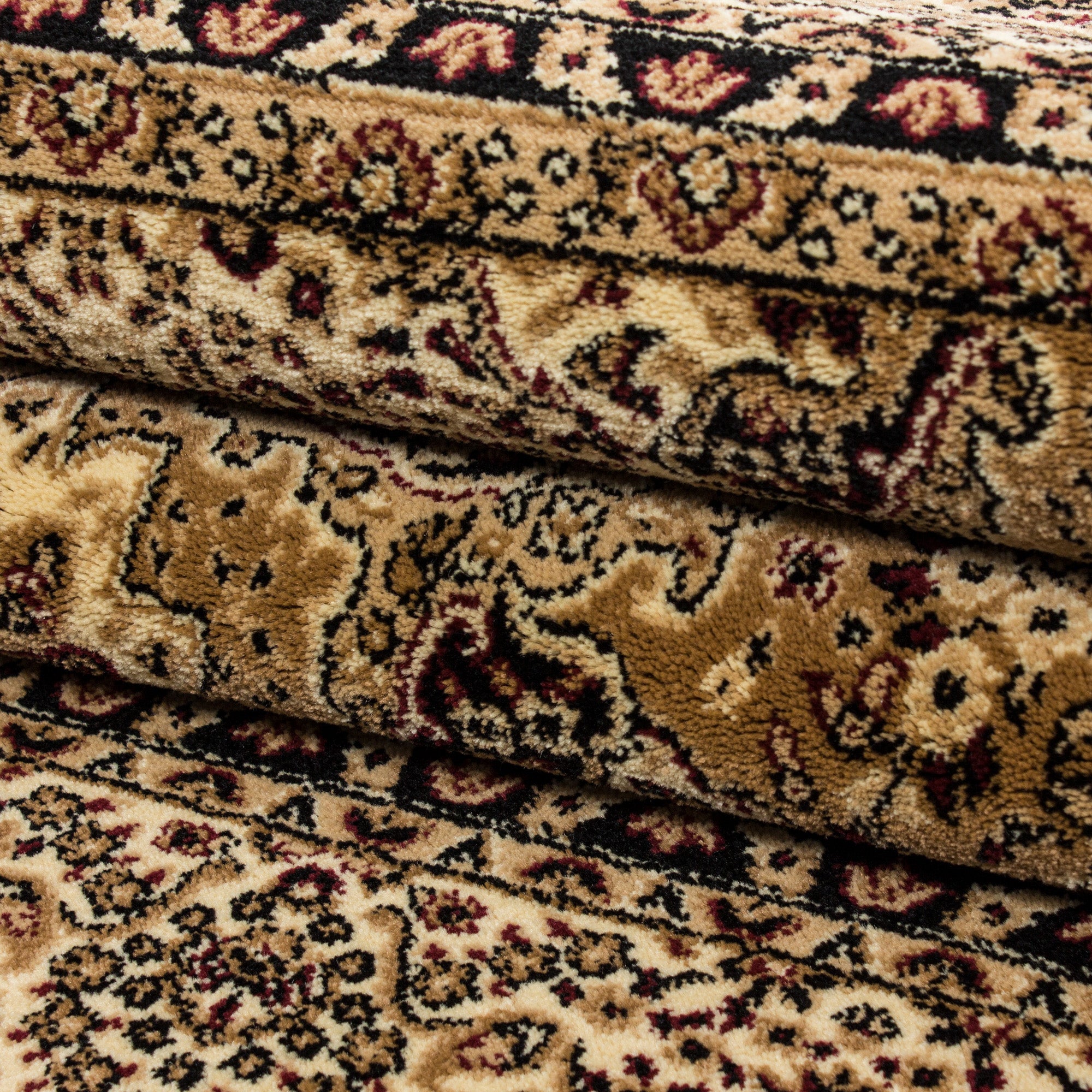 Orient Teppich Bordüre Design Traditionelles Muster Farbe Beige Wohnteppich