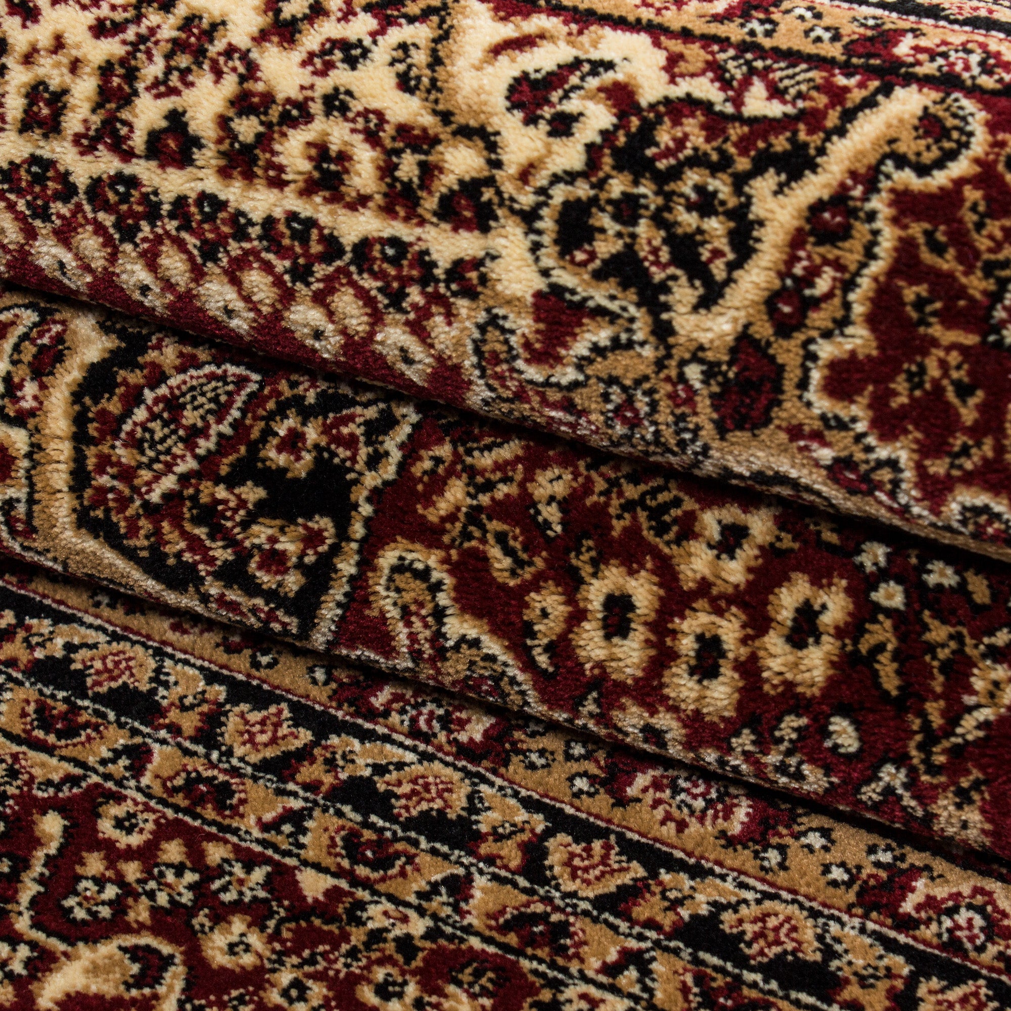 Design Orient Teppich Bordüre Traditionelles Muster Farbe Rot Wohnzimmerteppich