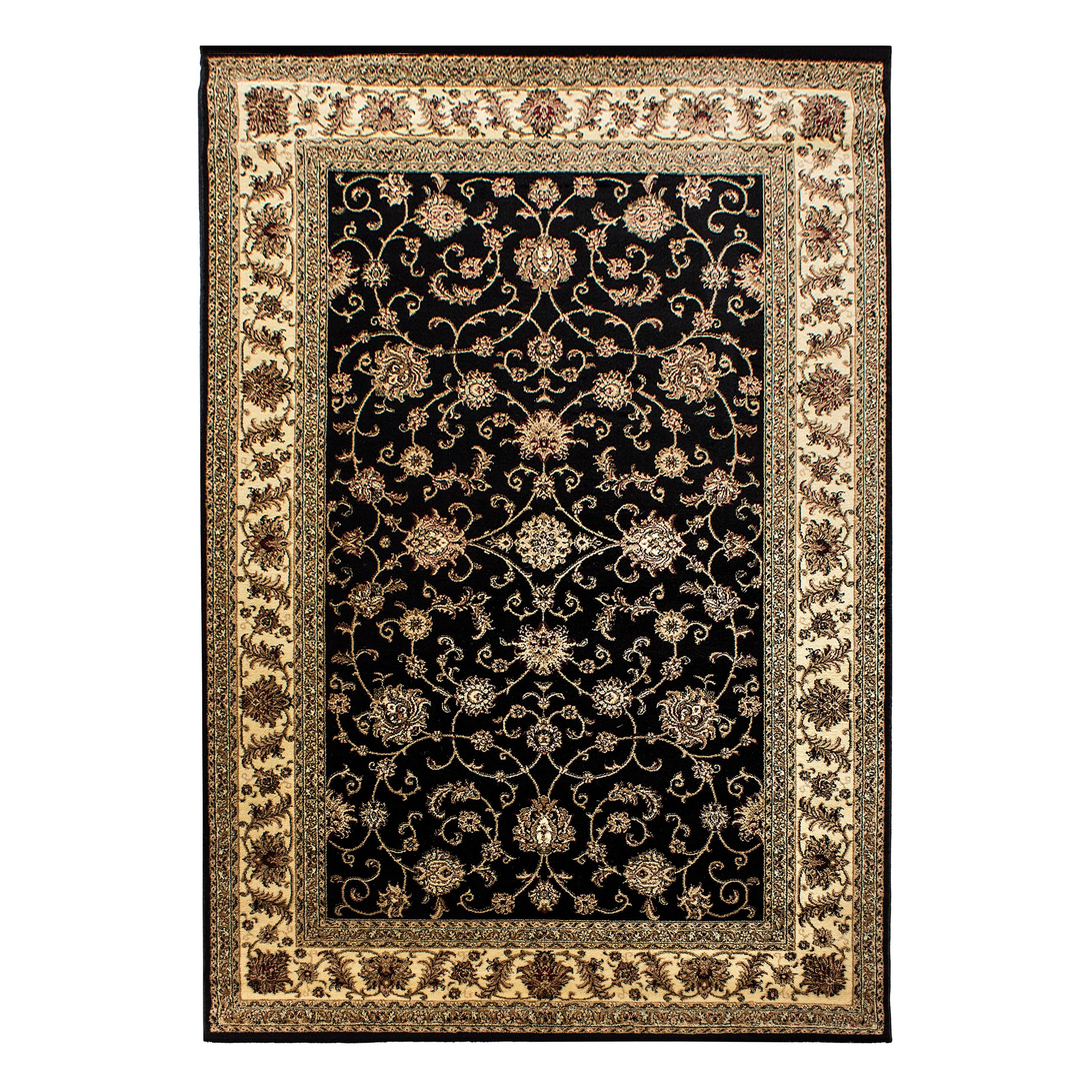 Klassik Orient Teppich Edle Bordüre Ornament Wohnzimmerteppich Schwarz Beige Rot