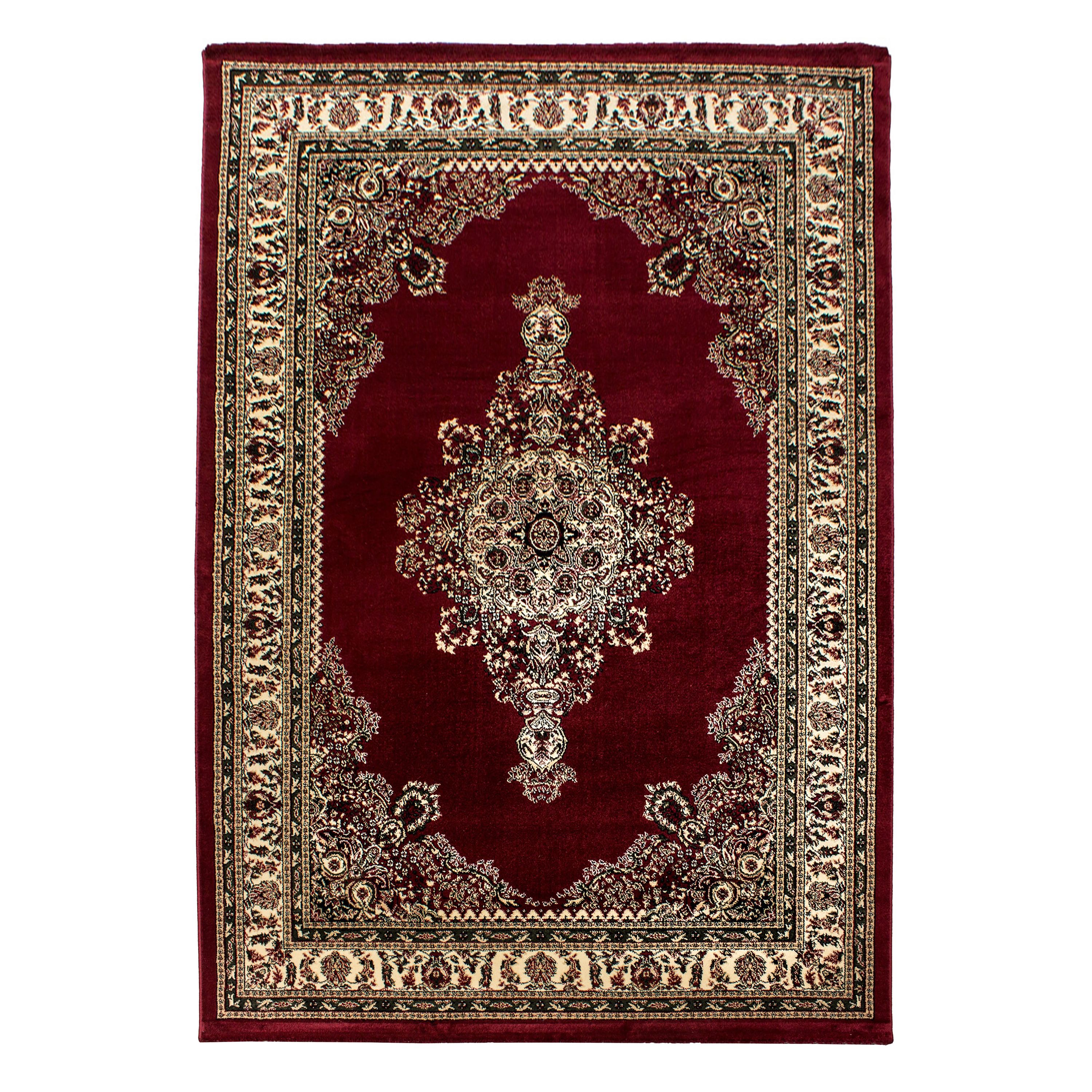 Klassik Orient Teppich Edle Bordüre Ornament Muster Wohnzimmerteppich Rot Beige