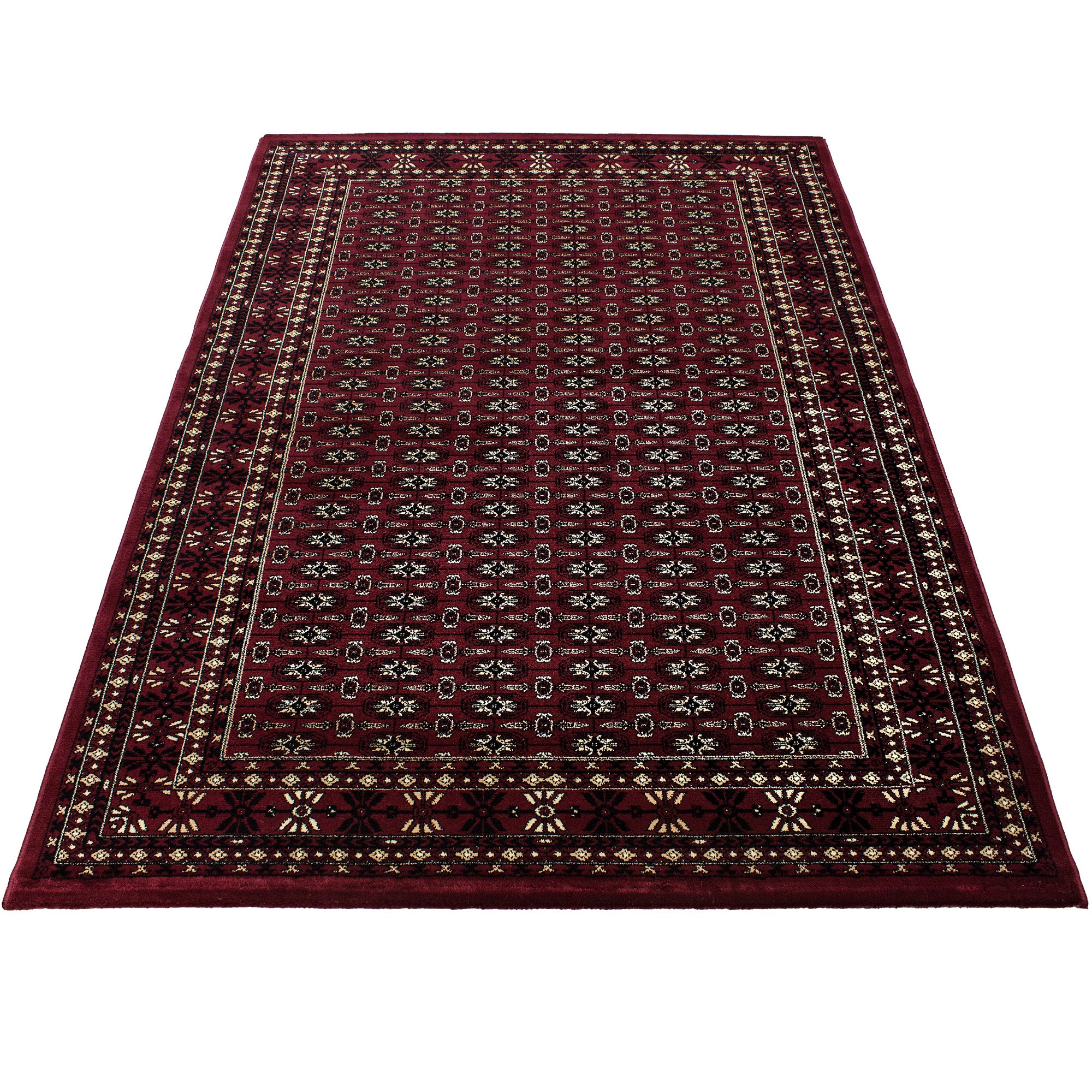 Klassik Orient Teppich Bordüre Traditionelles Muster Wohnzimmerteppich Rot Beige