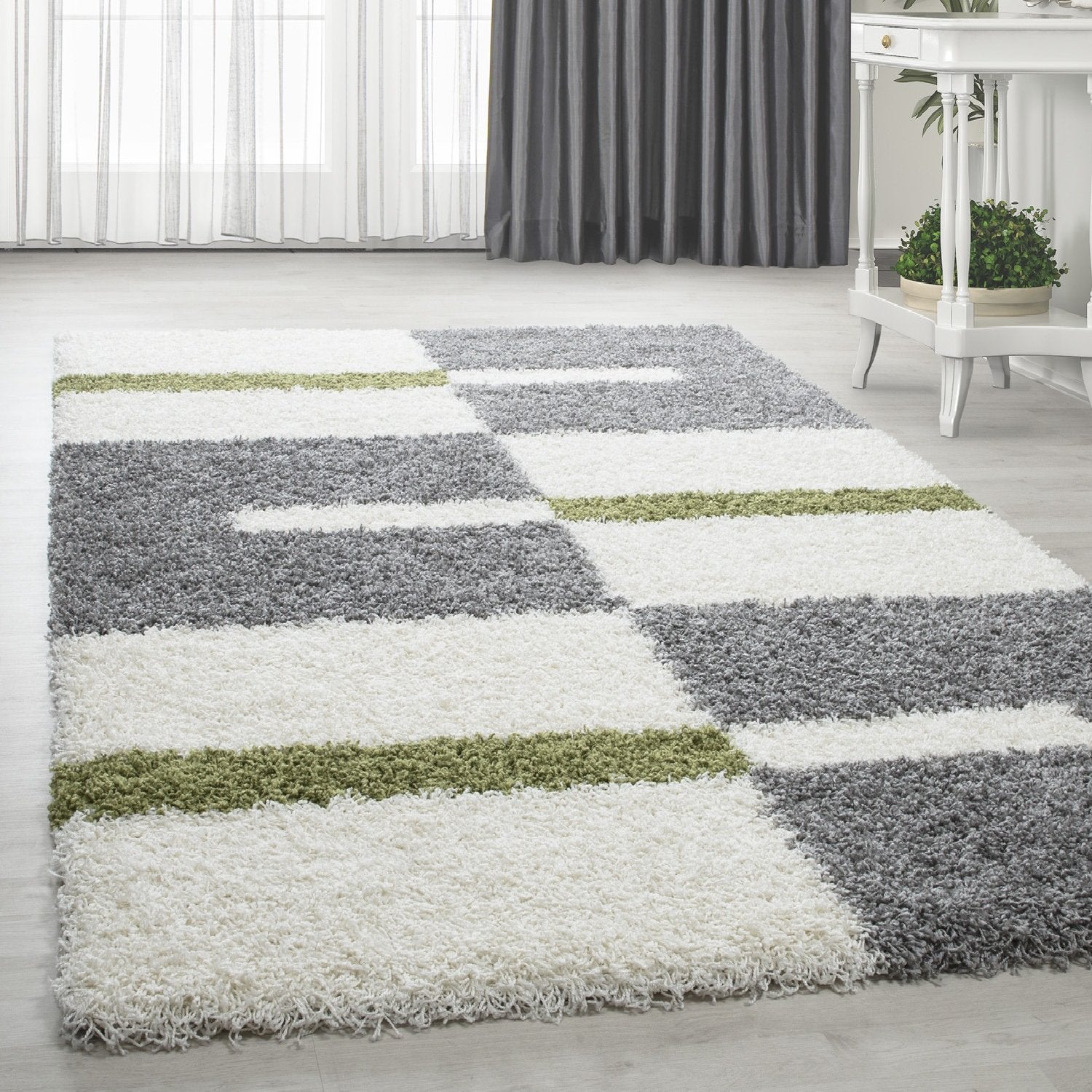 Shaggy Hochflor Langflor Wohnzimmerteppich Modernes Design viele Farben Größen