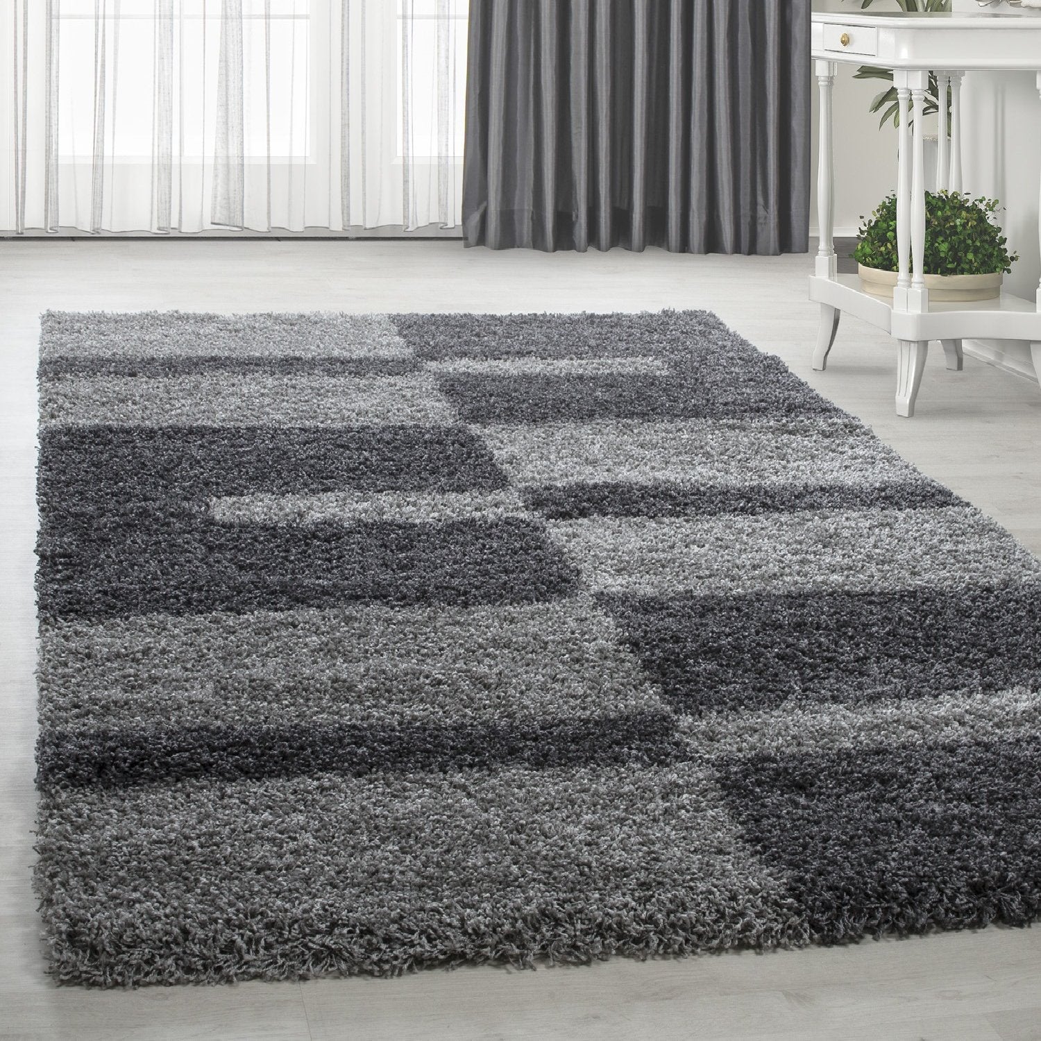 Shaggy Hochflor Langflor Wohnzimmerteppich Modernes Design viele Farben Größen