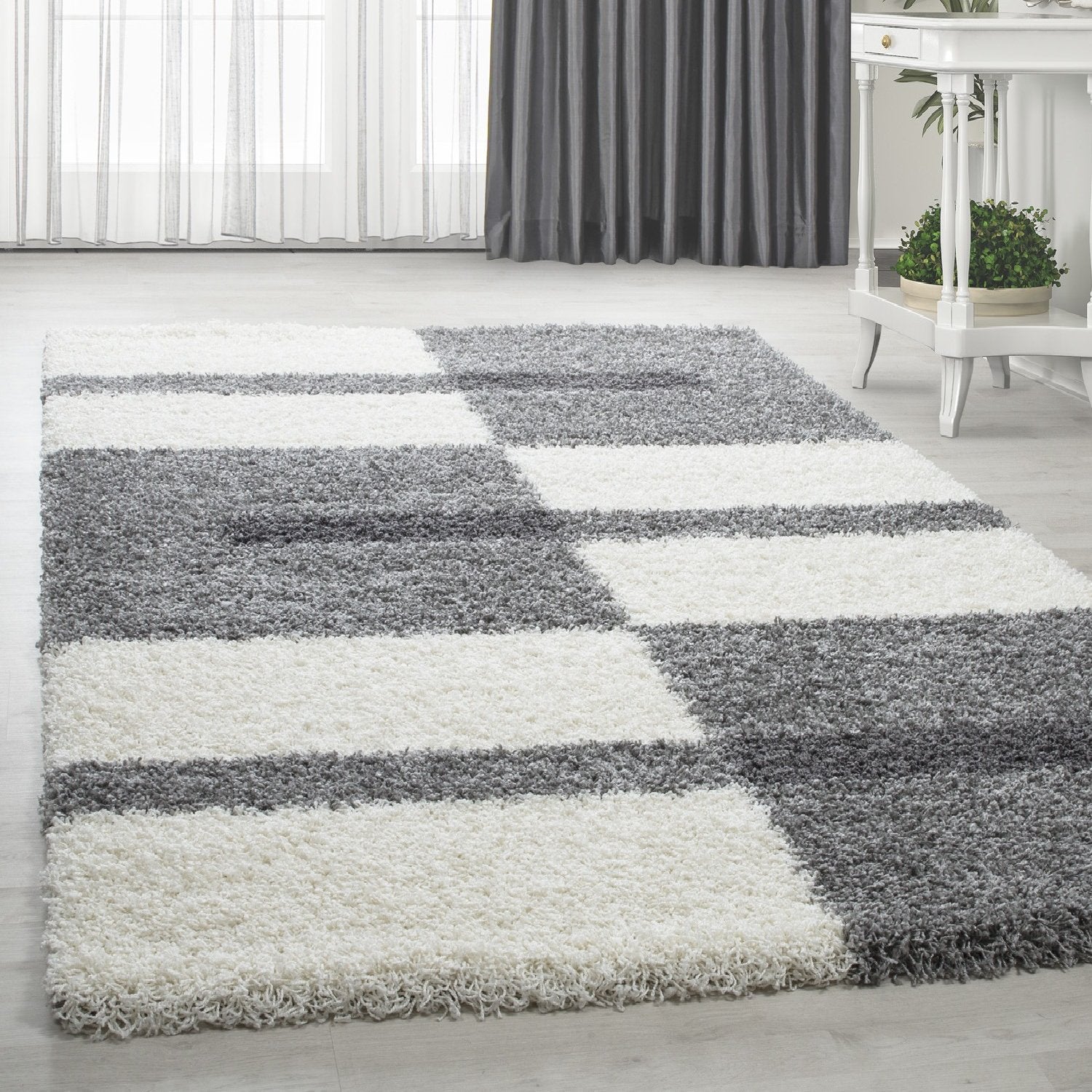 Shaggy Hochflor Langflor Wohnzimmerteppich Modernes Design viele Farben Größen