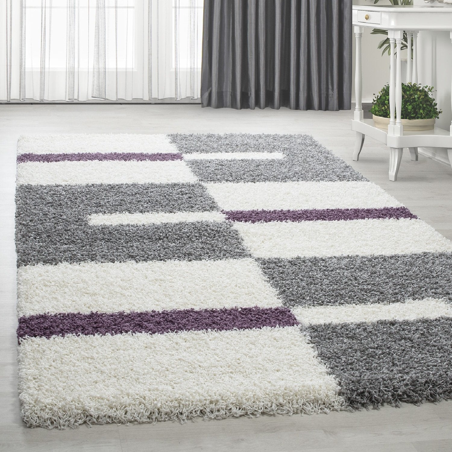 Shaggy Hochflor Langflor Wohnzimmerteppich Modernes Design viele Farben Größen