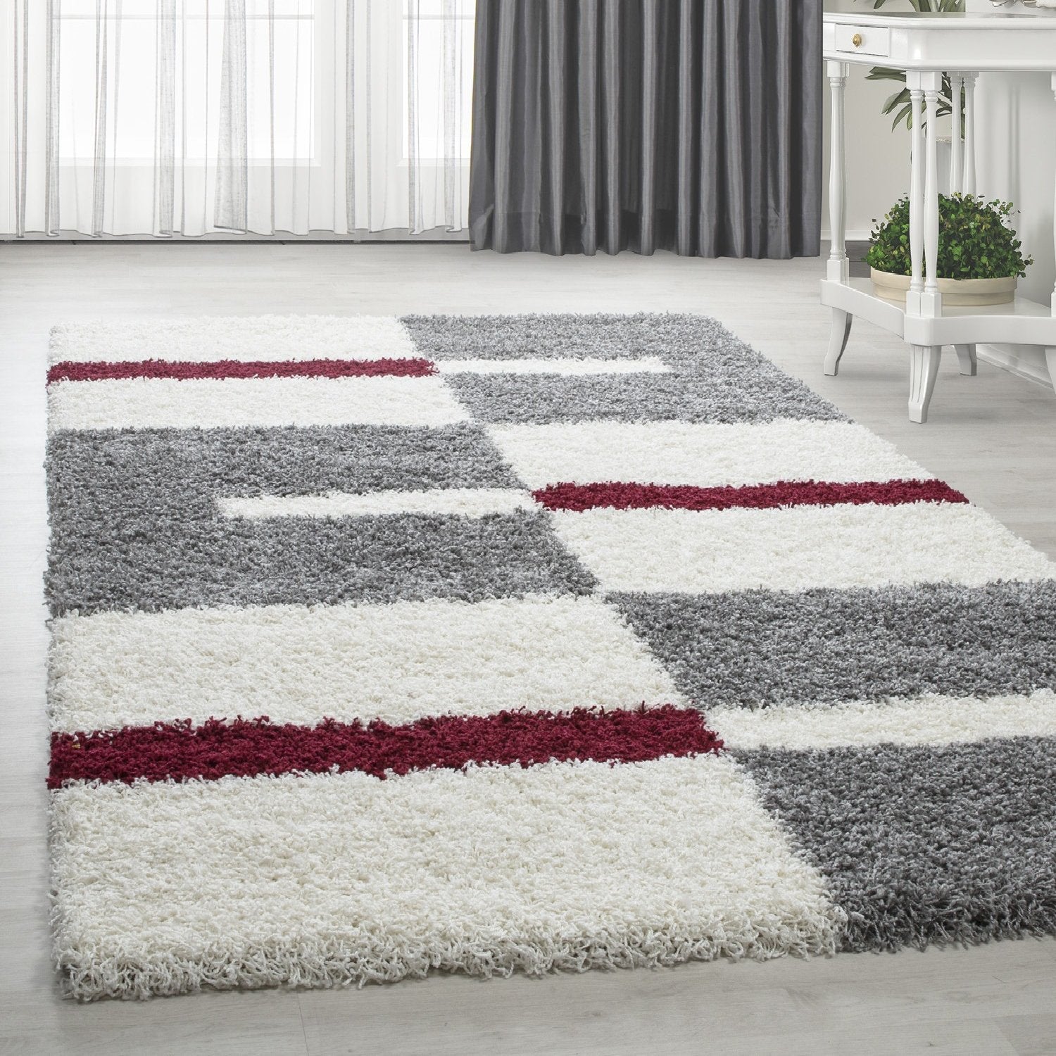 Shaggy Hochflor Langflor Wohnzimmerteppich Modernes Design viele Farben Größen