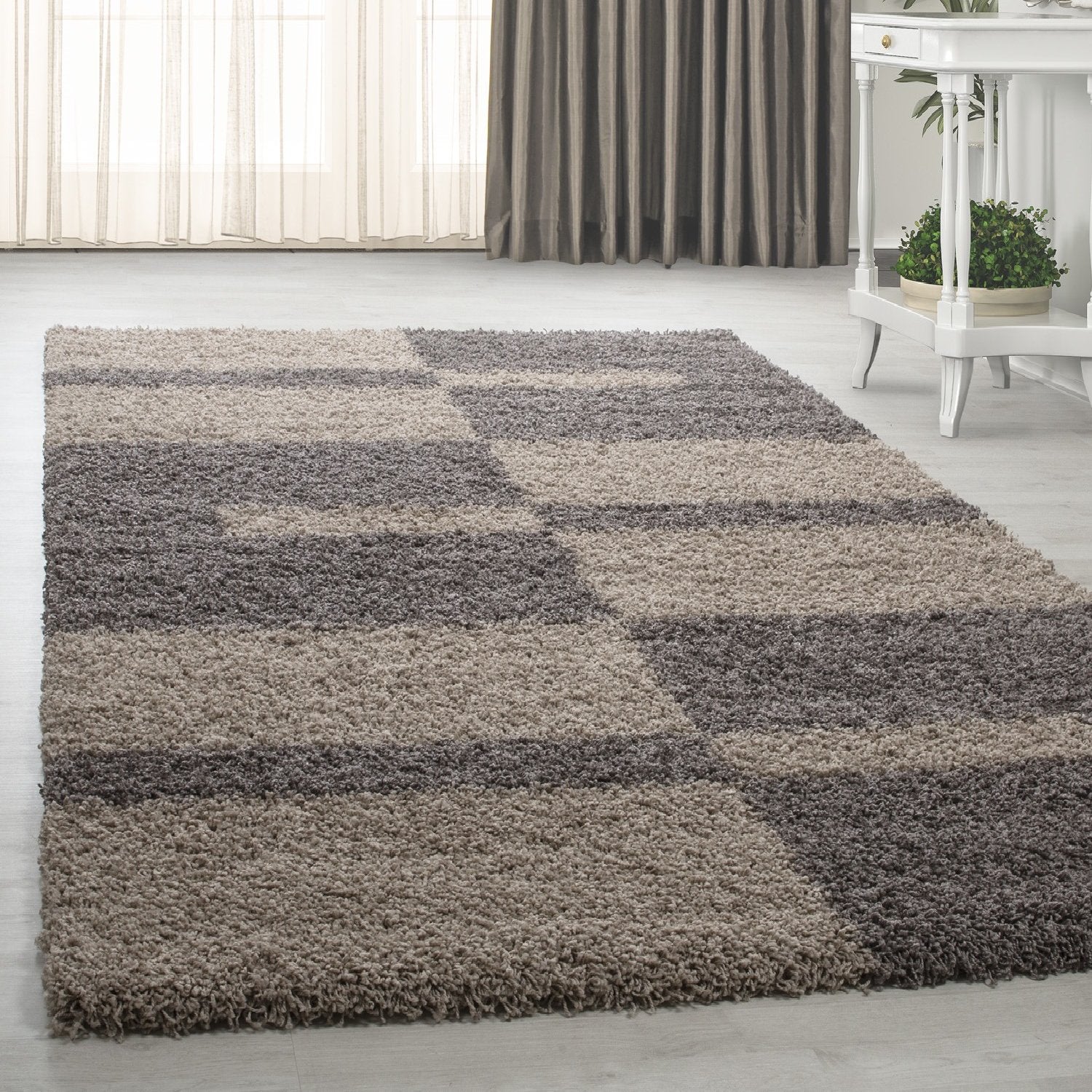 Shaggy Hochflor Langflor Wohnzimmerteppich Modernes Design viele Farben Größen