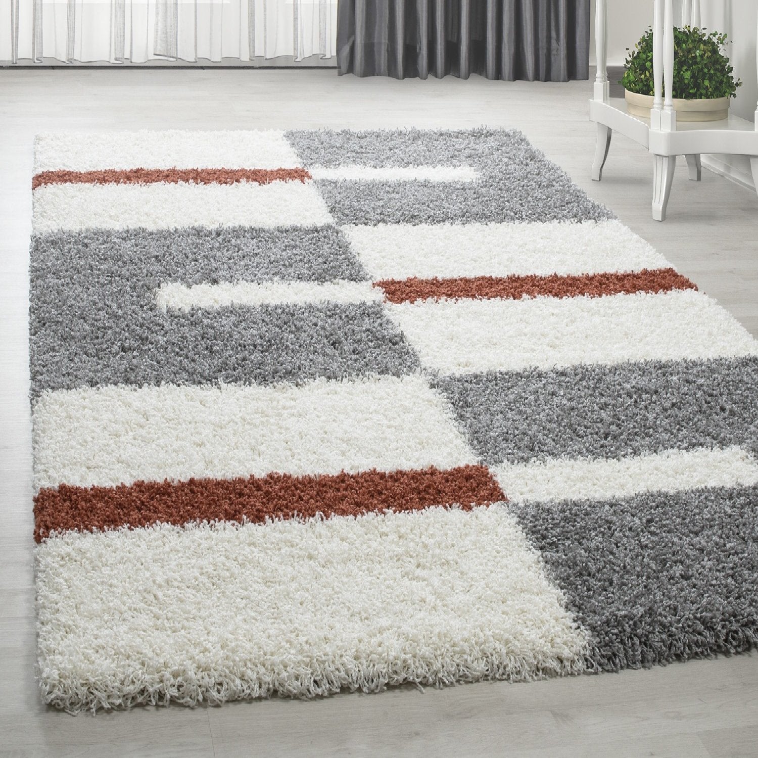 Shaggy Hochflor Langflor Wohnzimmerteppich Modernes Design viele Farben Größen