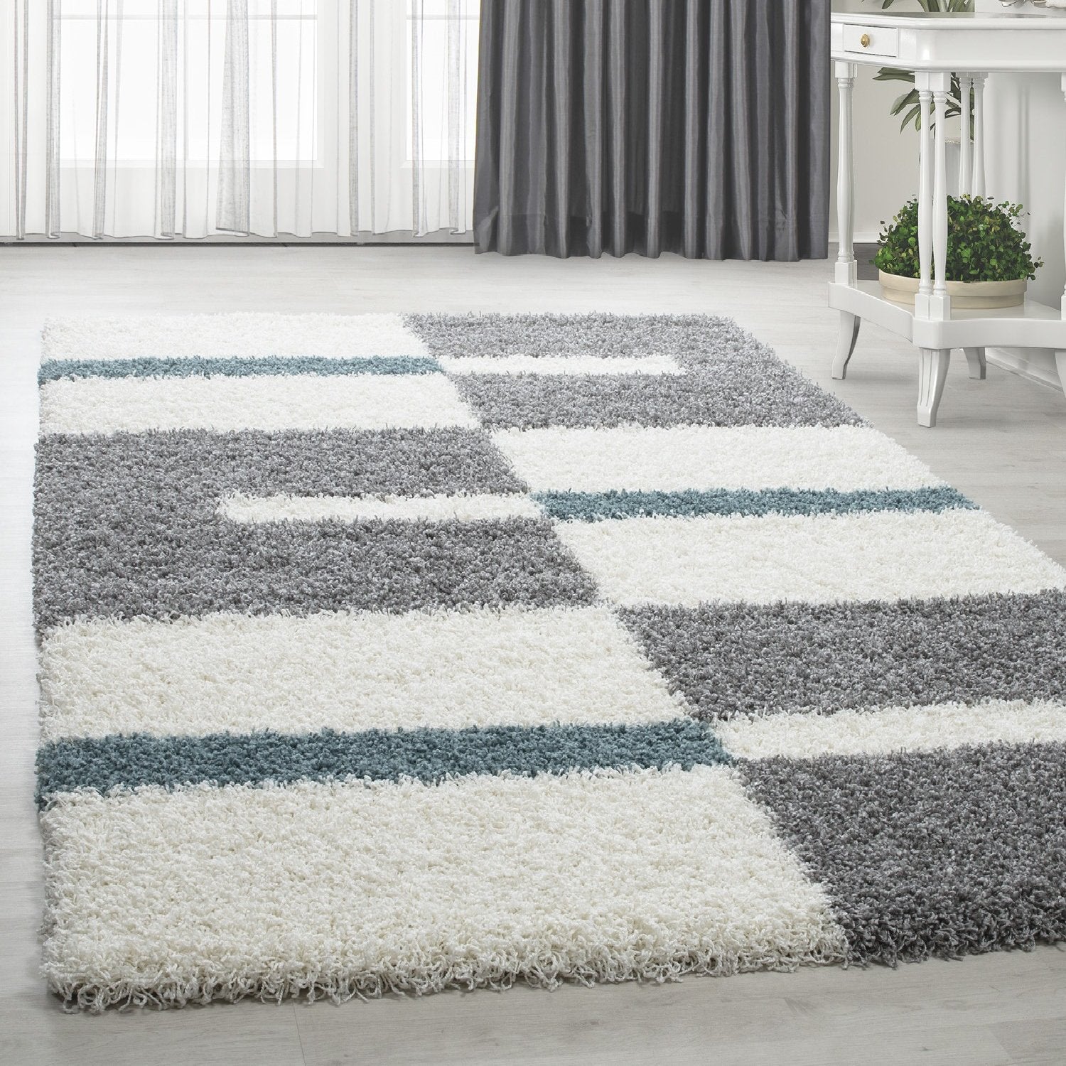 Shaggy Hochflor Langflor Wohnzimmerteppich Modernes Design viele Farben Größen