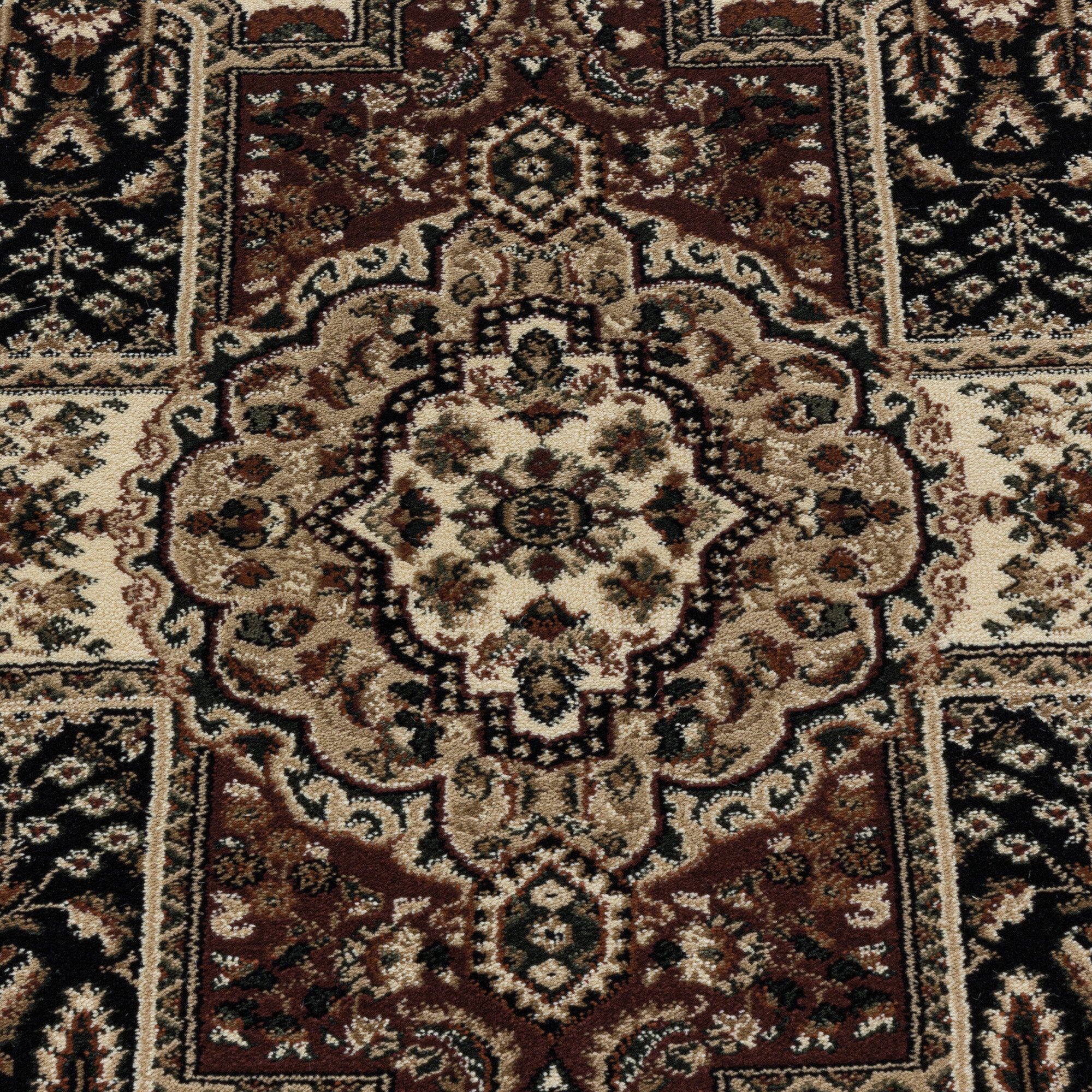 Kurzflor Orient Teppich Klassik Design Antik Ornamente Wohnzimmerteppich Schwarz