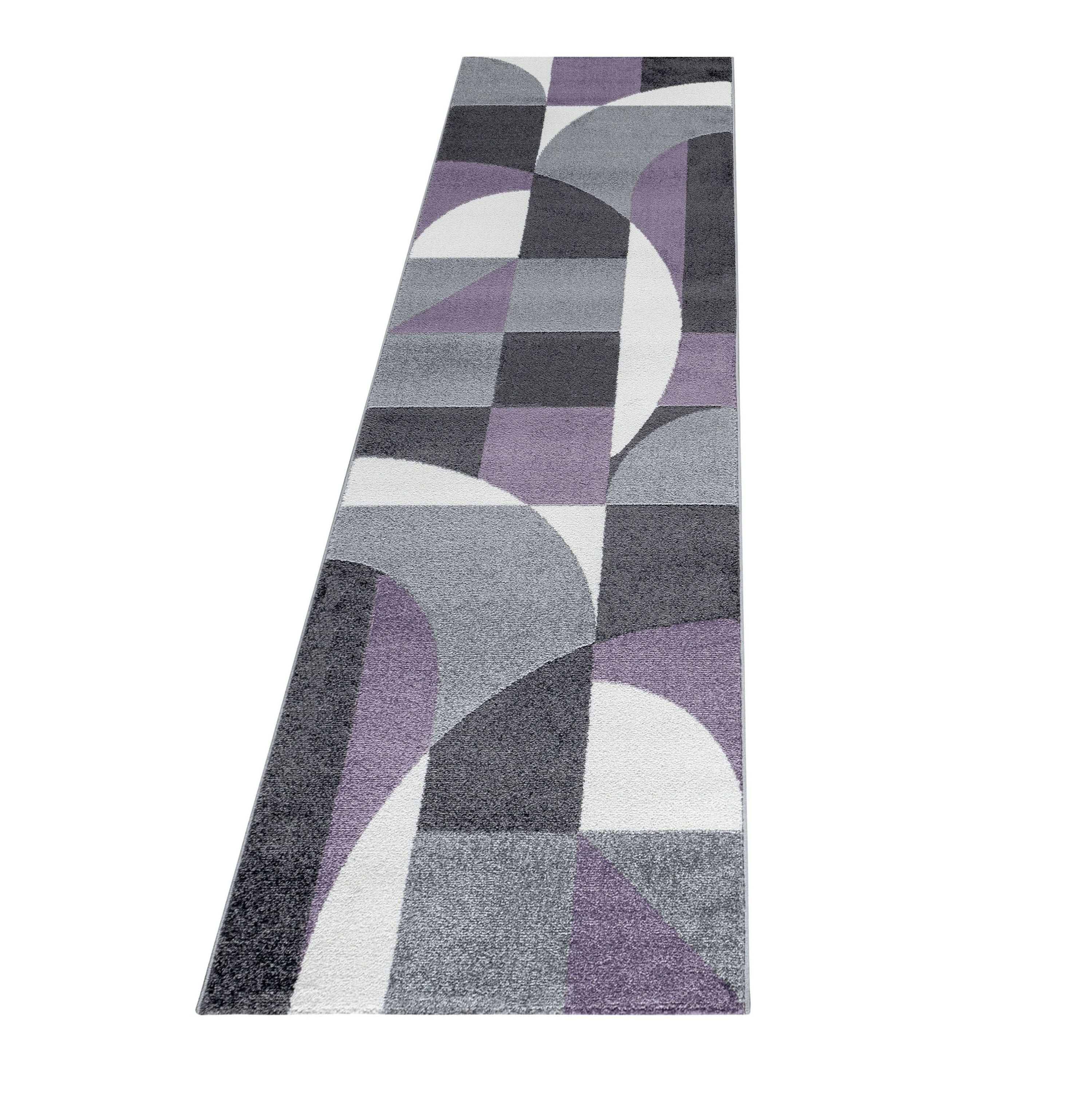 Kurzflor Teppich Set Schlafzimmer Läufer Zipcode Design Abstrakt 3 Teile Violet