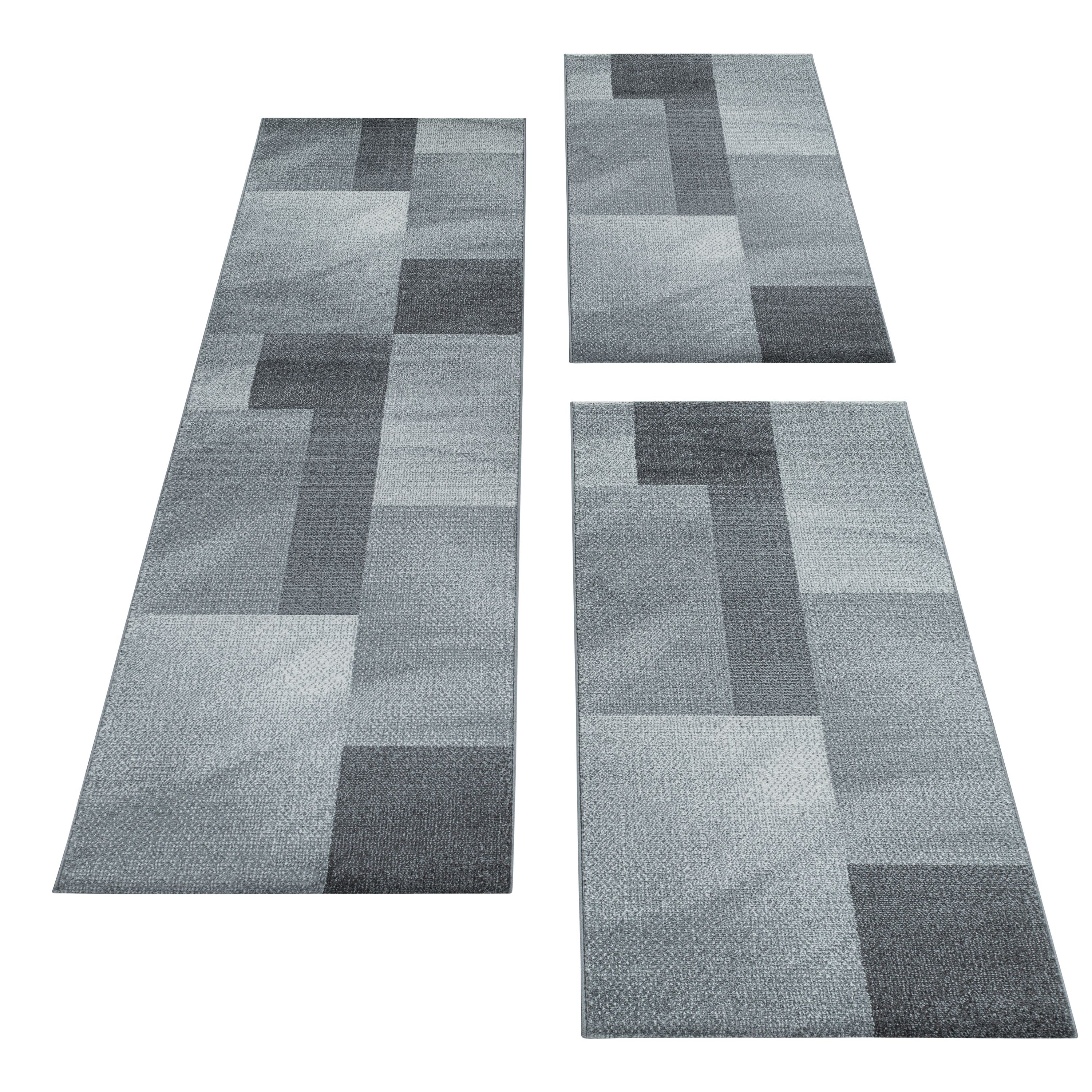 Kurzflor Teppich Set Schlafzimmer Läufer Zipcode Design Rechtecke 3 Teile Grau