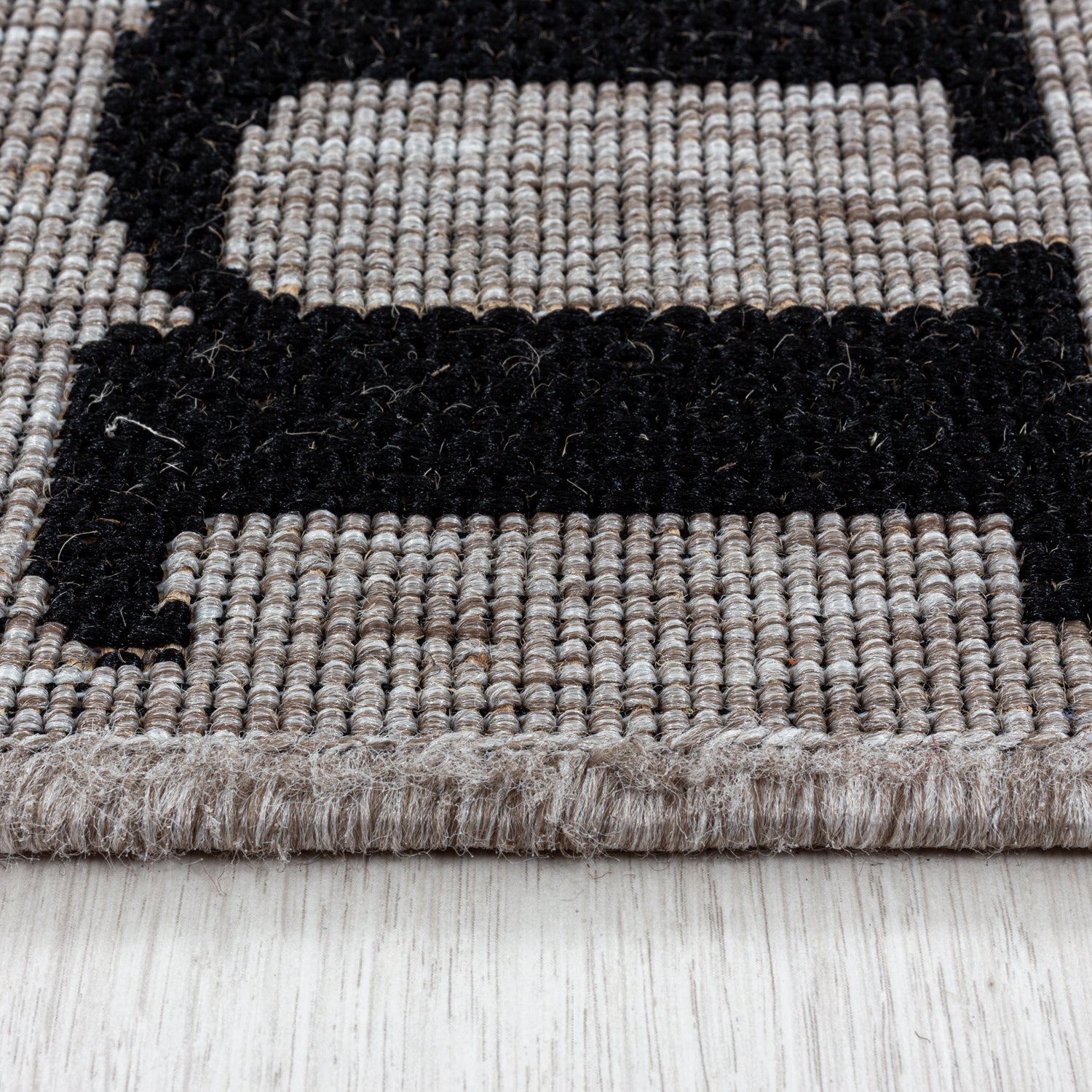 Modern Flachgewebe In- & Outdoor Teppich Sisal Optik Terrasse Coffee in Grau