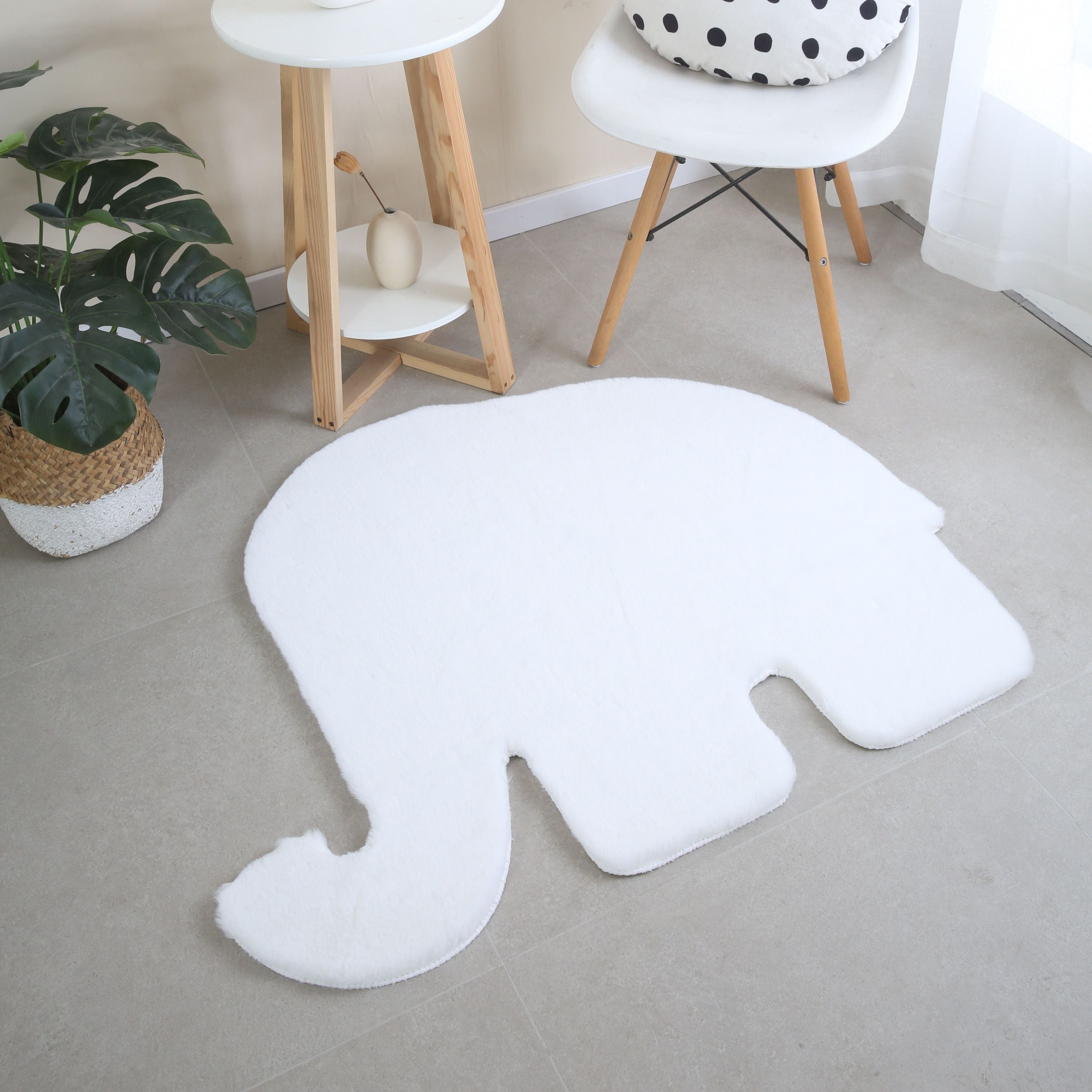 Kinderzimmer Teppich Elefant Design Kinderteppich Waschbarer Hochflor Flauschig