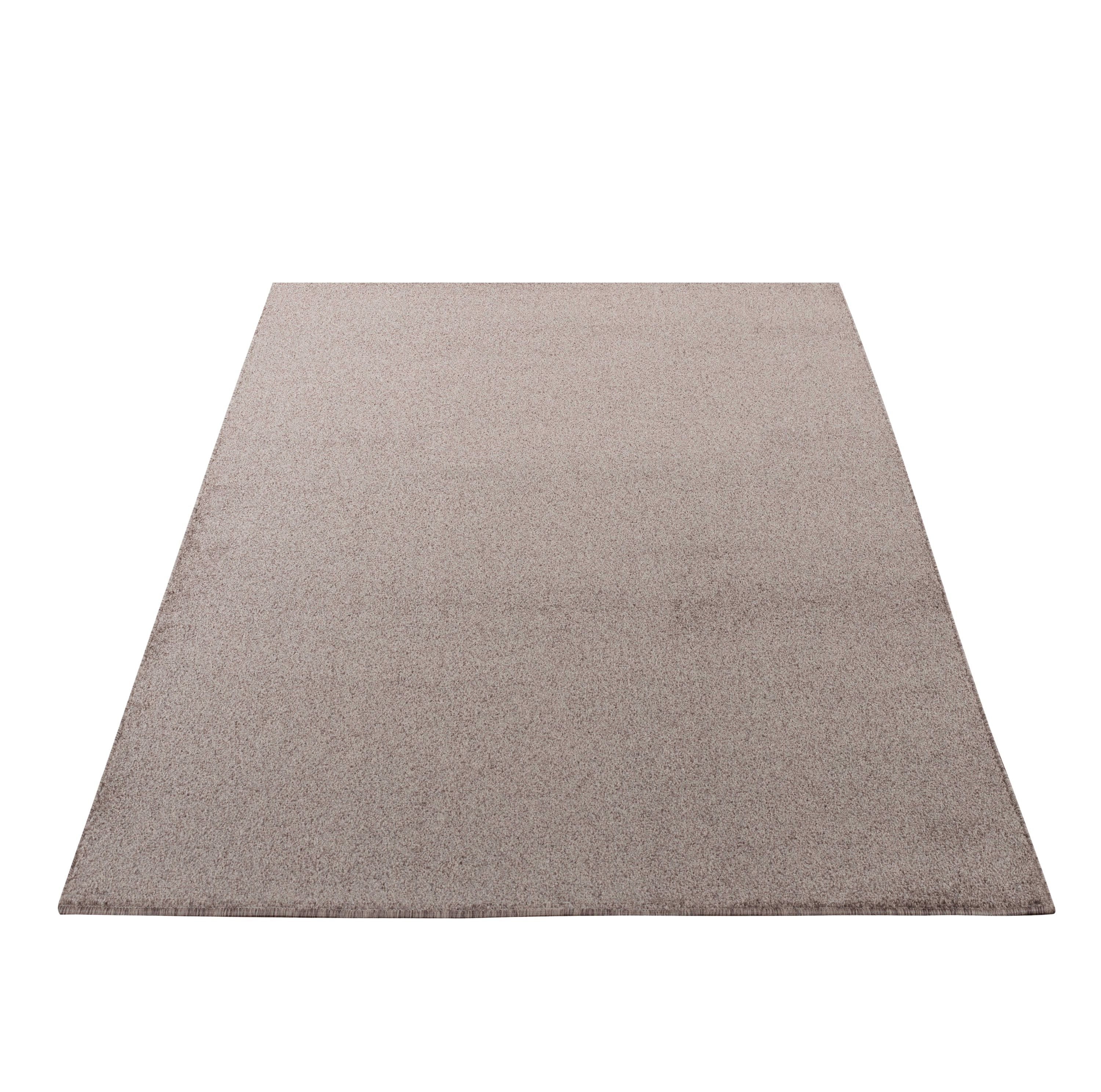 Kurzflor Teppich Einfarbig Robust Gabbeh Optik Wohnzimmerteppich Beige Meliert