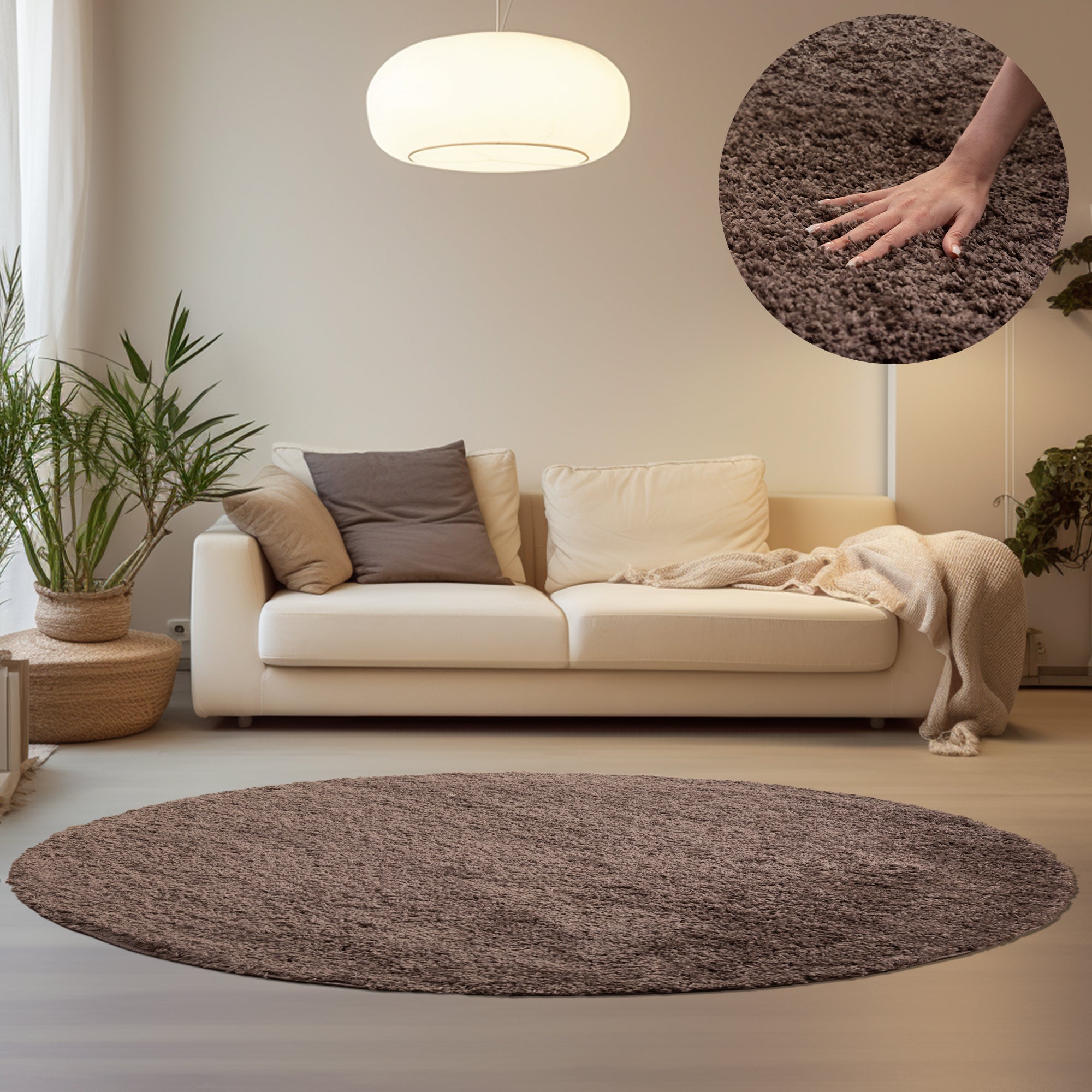 Hochflor Shaggy Teppich Rund verschiedene Farben und Größen Langflorteppich