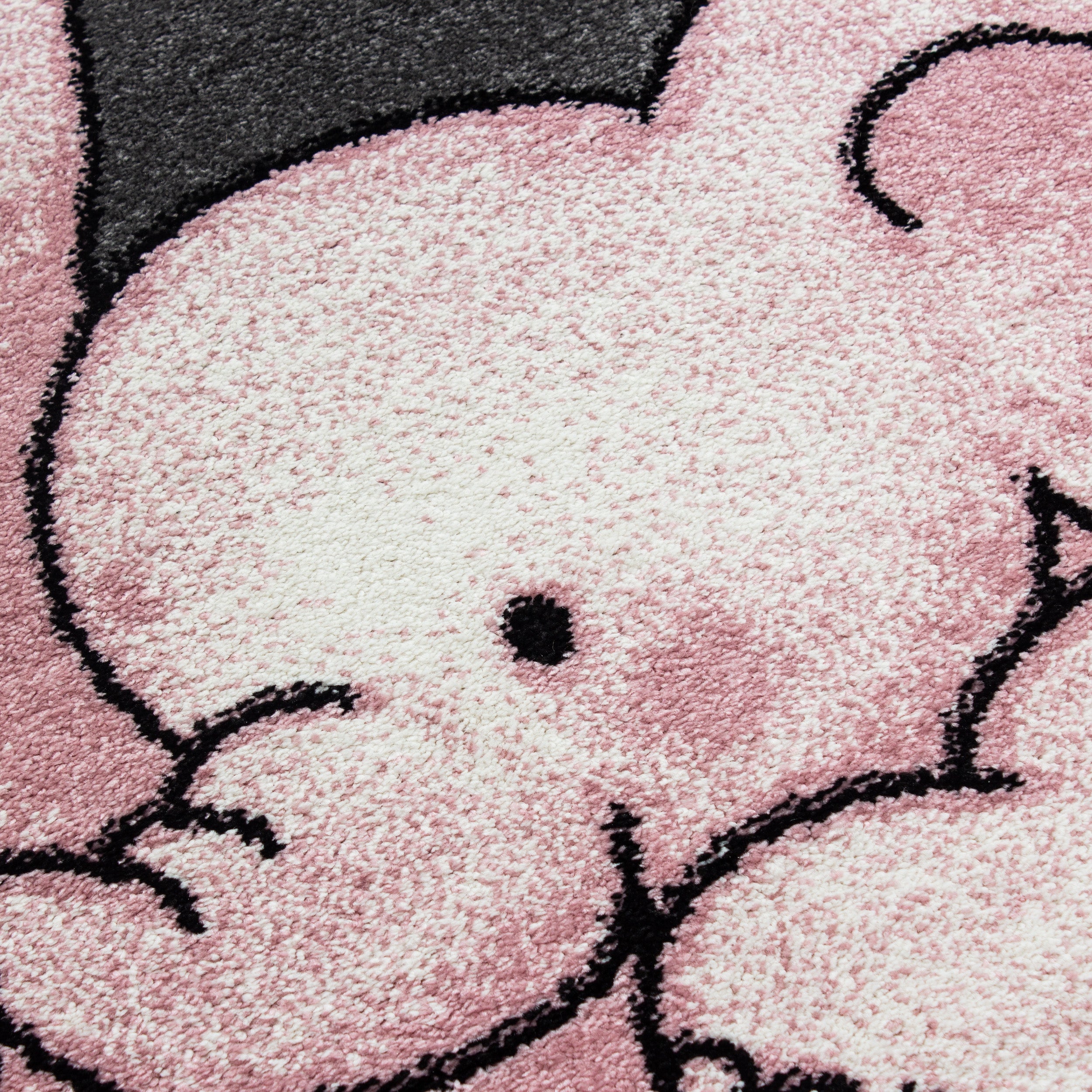 Kinderteppich Kurzflor Elefanten Mama Kinderzimmer Babyzimmer Grau Pink Meliert