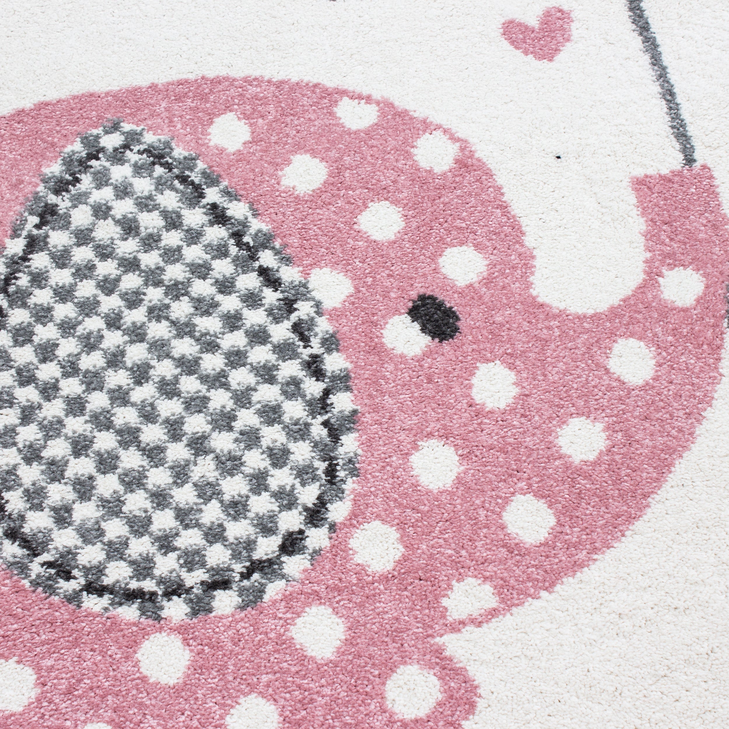 Kurzflor Kinderteppich Elefant mit Regenschirm Babyzimmer Teppich Grau Rosa