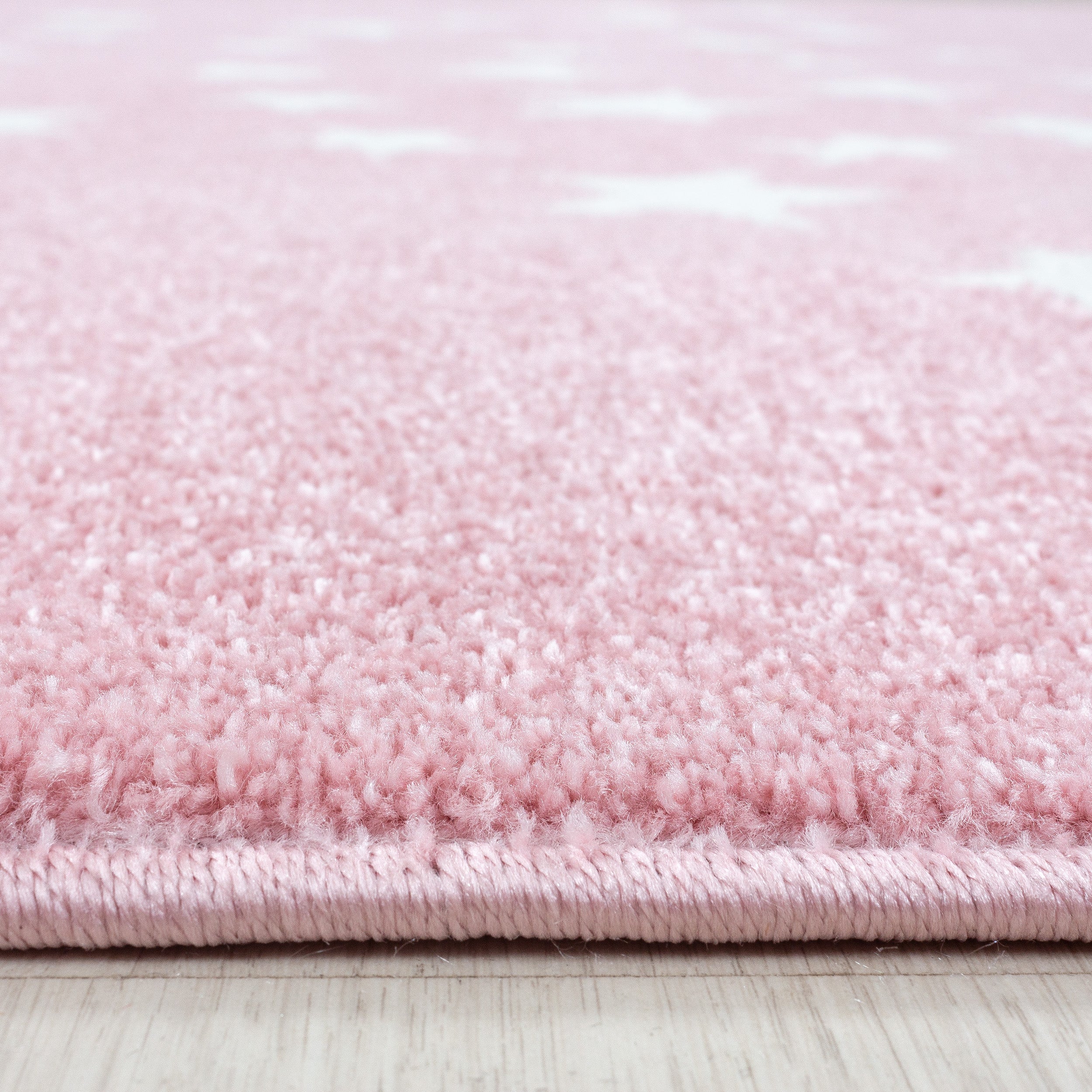 Kurzflor Kinderteppich Sterne Design Kinderzimmer Teppich Soft Farbe Pink Weiss