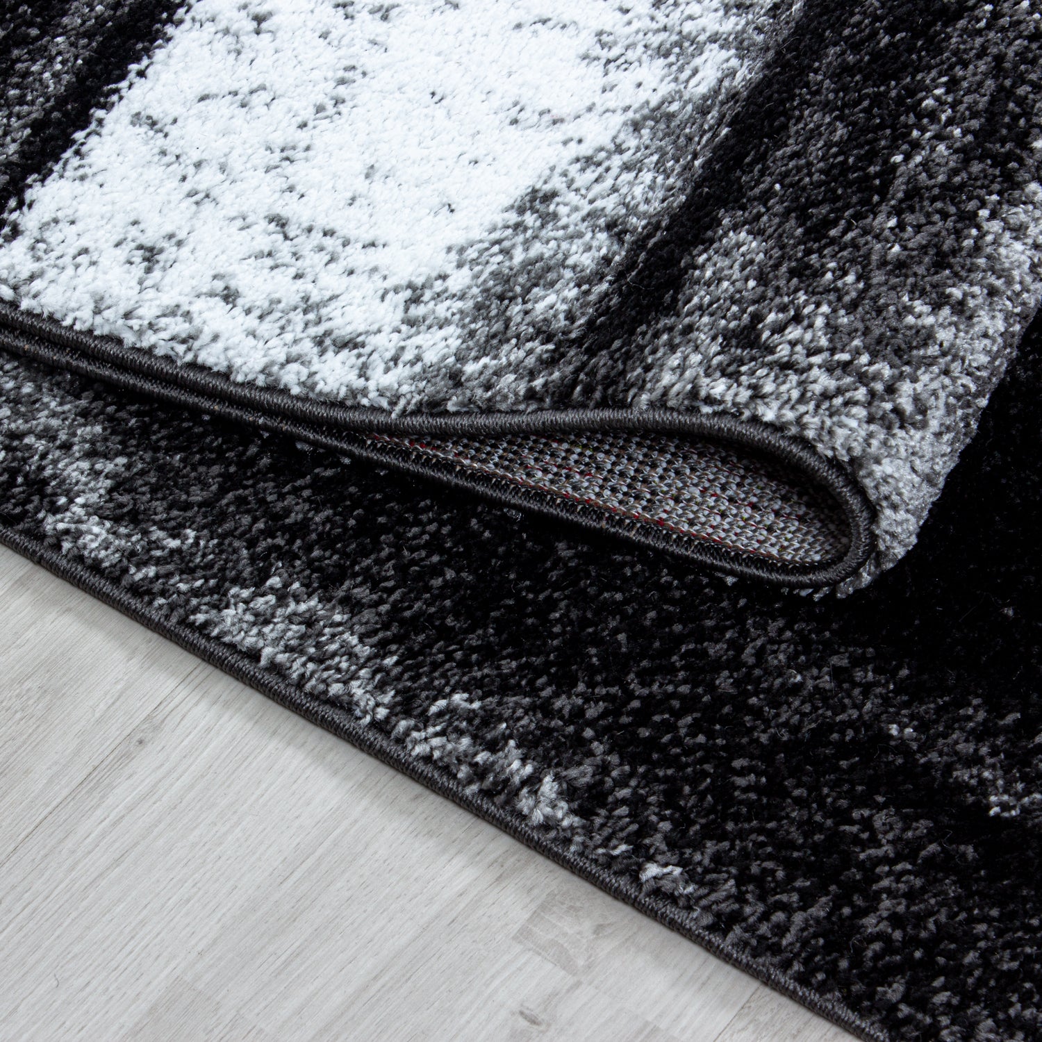 Designer Teppich Modern Kariert Design Abstrakt Muster in Rot Schwarz Grau