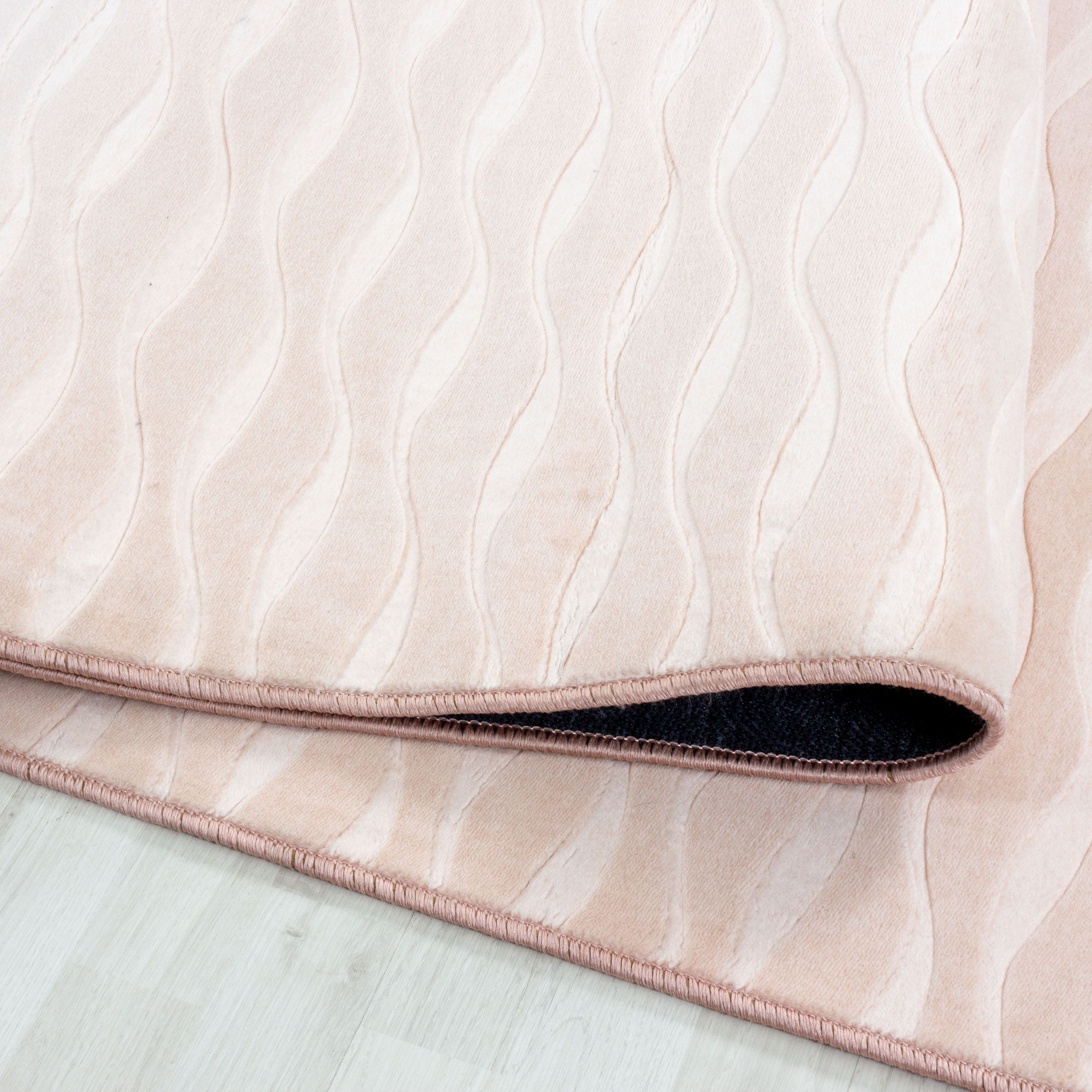 Kurzflor Teppich Wohnzimmerteppich Antirutsch Waschbar Wellen Linien Design Sand