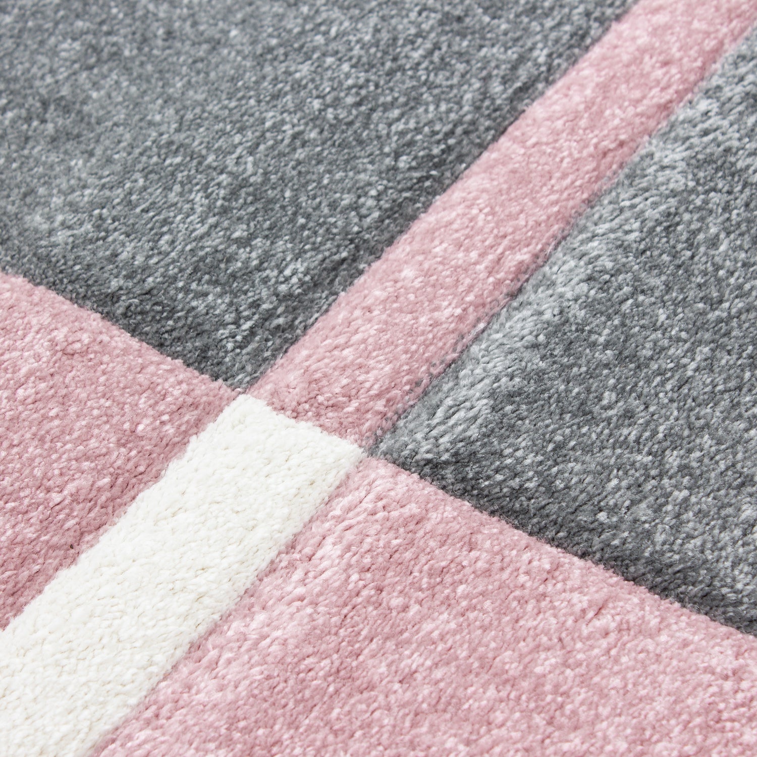Kurzflor Design Teppich Konturschnitt Muster Modern Wohnzimmerteppich Rosa Weiss