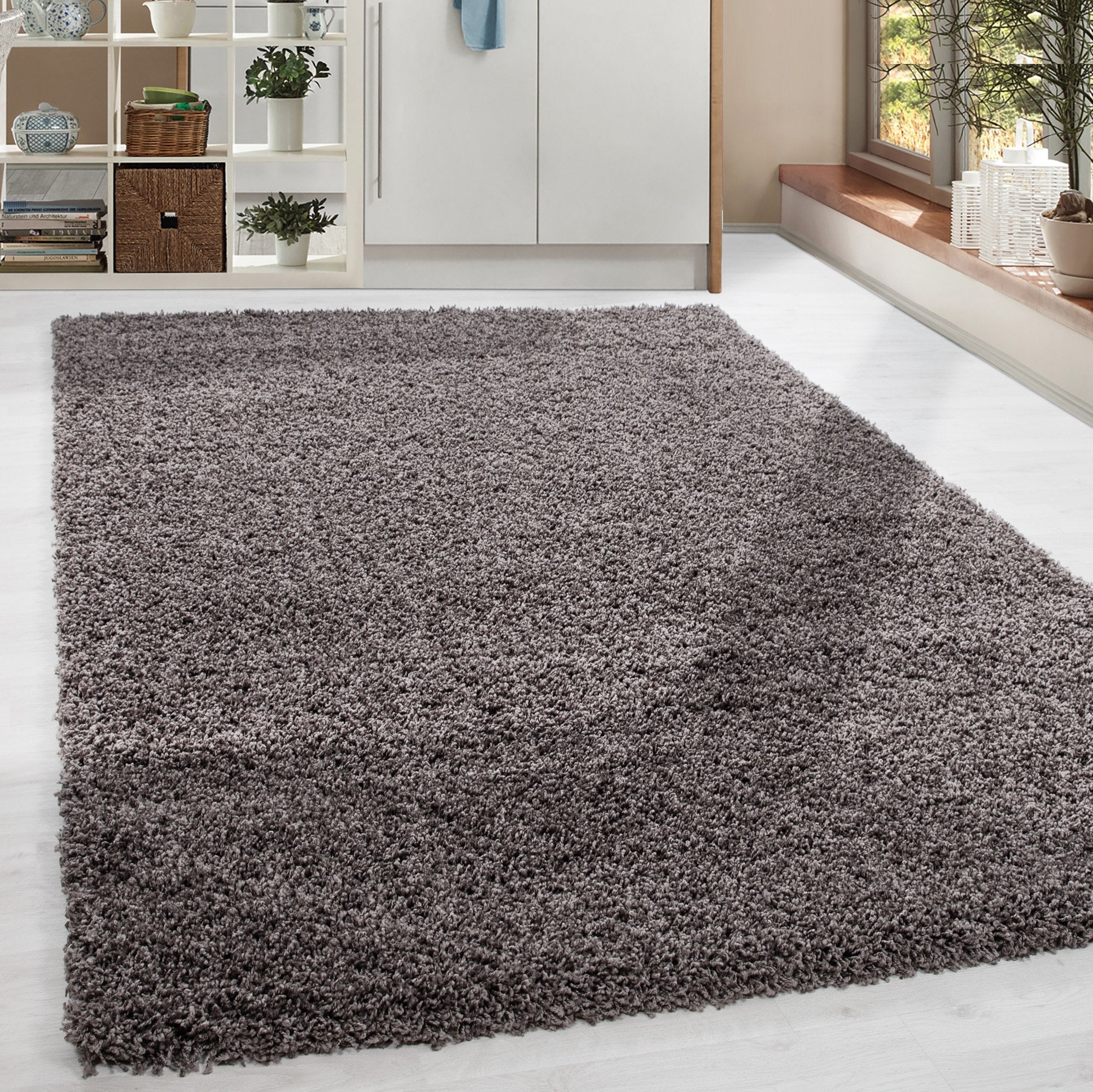 Hochflor Teppich Taupe Shaggy