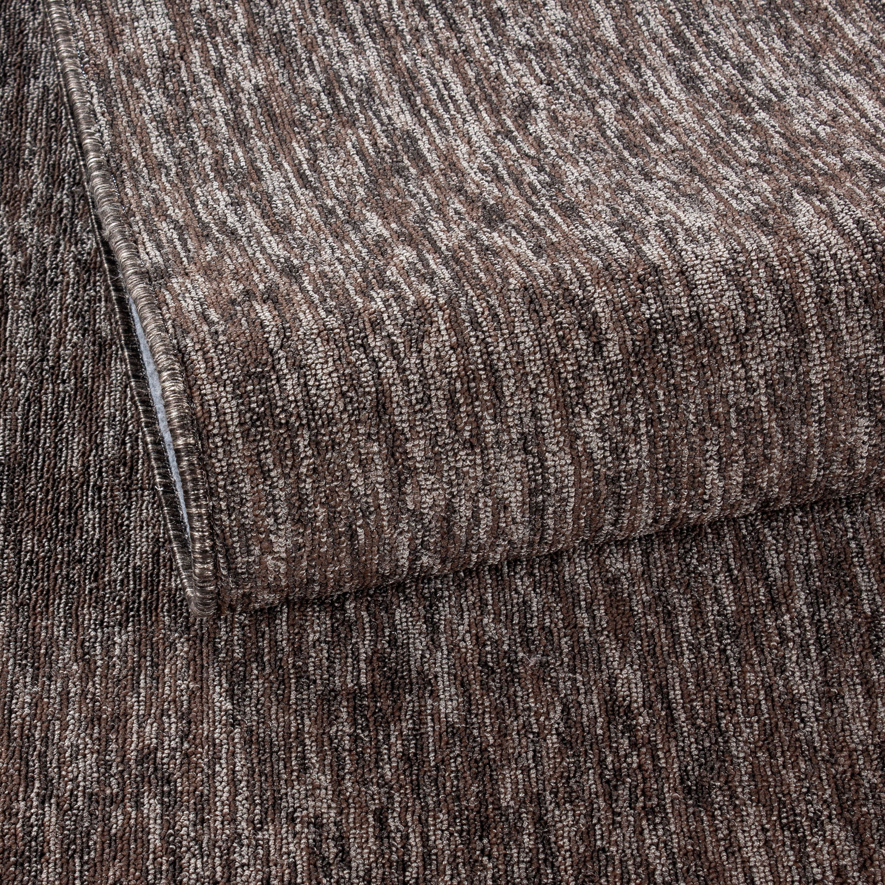 Kurzflor Wohnzimmer Teppich Einfarbig Flachgewebe Braun meliert glänzend