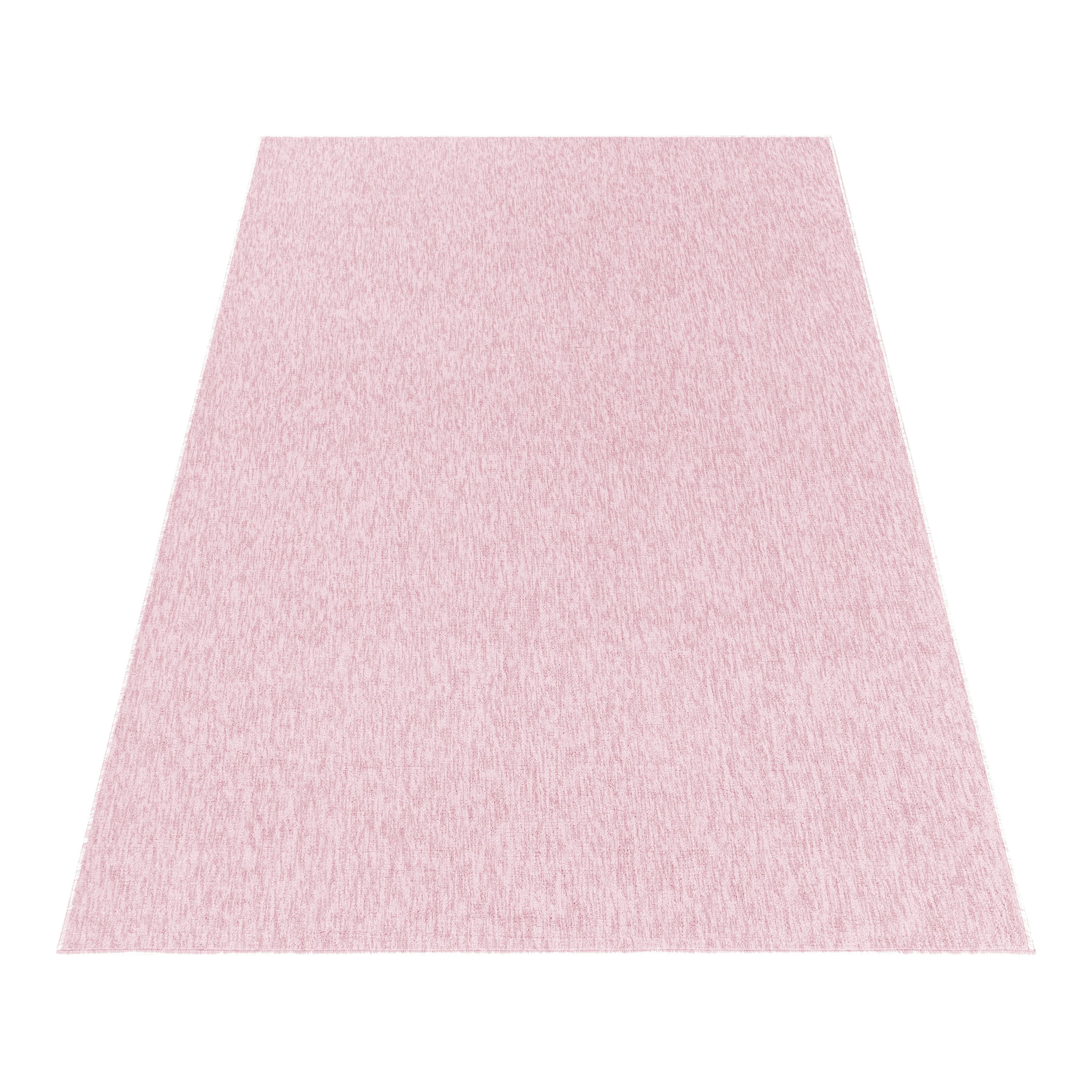 Kurzflor Wohnzimmer Teppich Einfarbig Flachgewebe Rose meliert glänzend