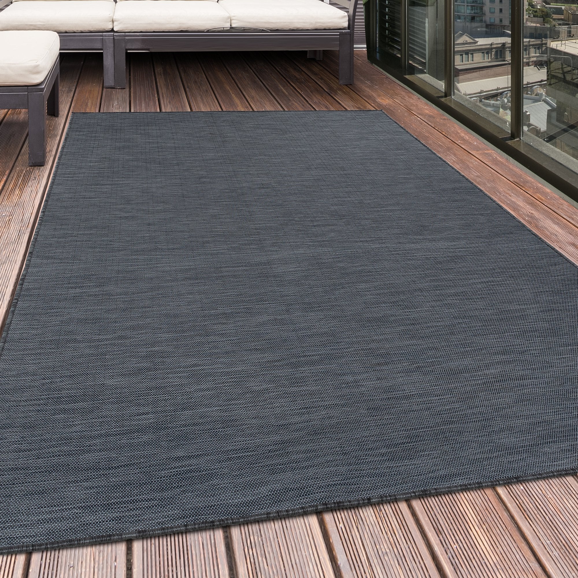 Outdoor Indoor Teppich Sisal Optik Flachgewebe Wintergarten Teppich Einfarbig