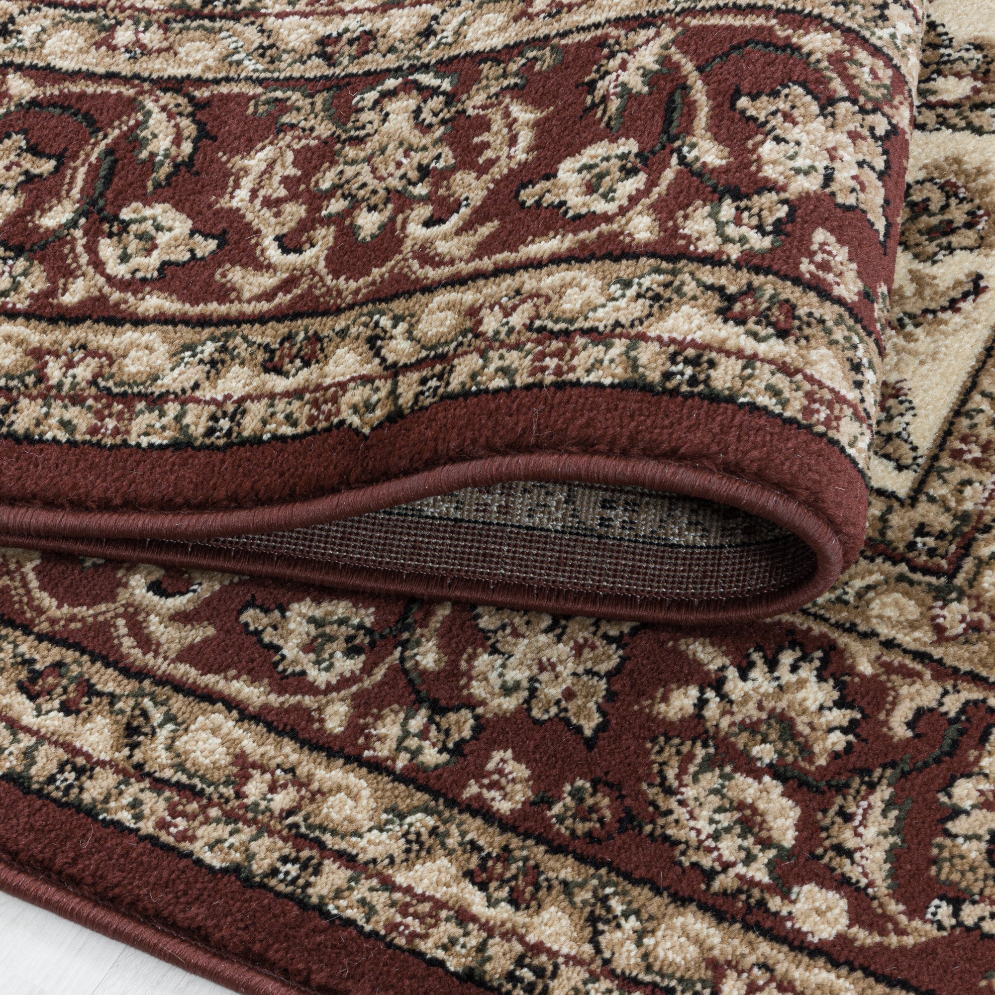 Kurzflor Orient Teppich Klassik Design Antike Ornamente Wohnzimmerteppich Creme