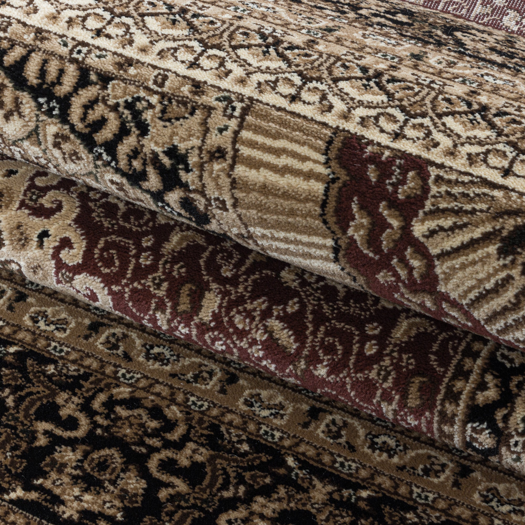 Kurzflor Orient Teppich Klassik Design Antike Bordüre Wohnzimmerteppich Rot