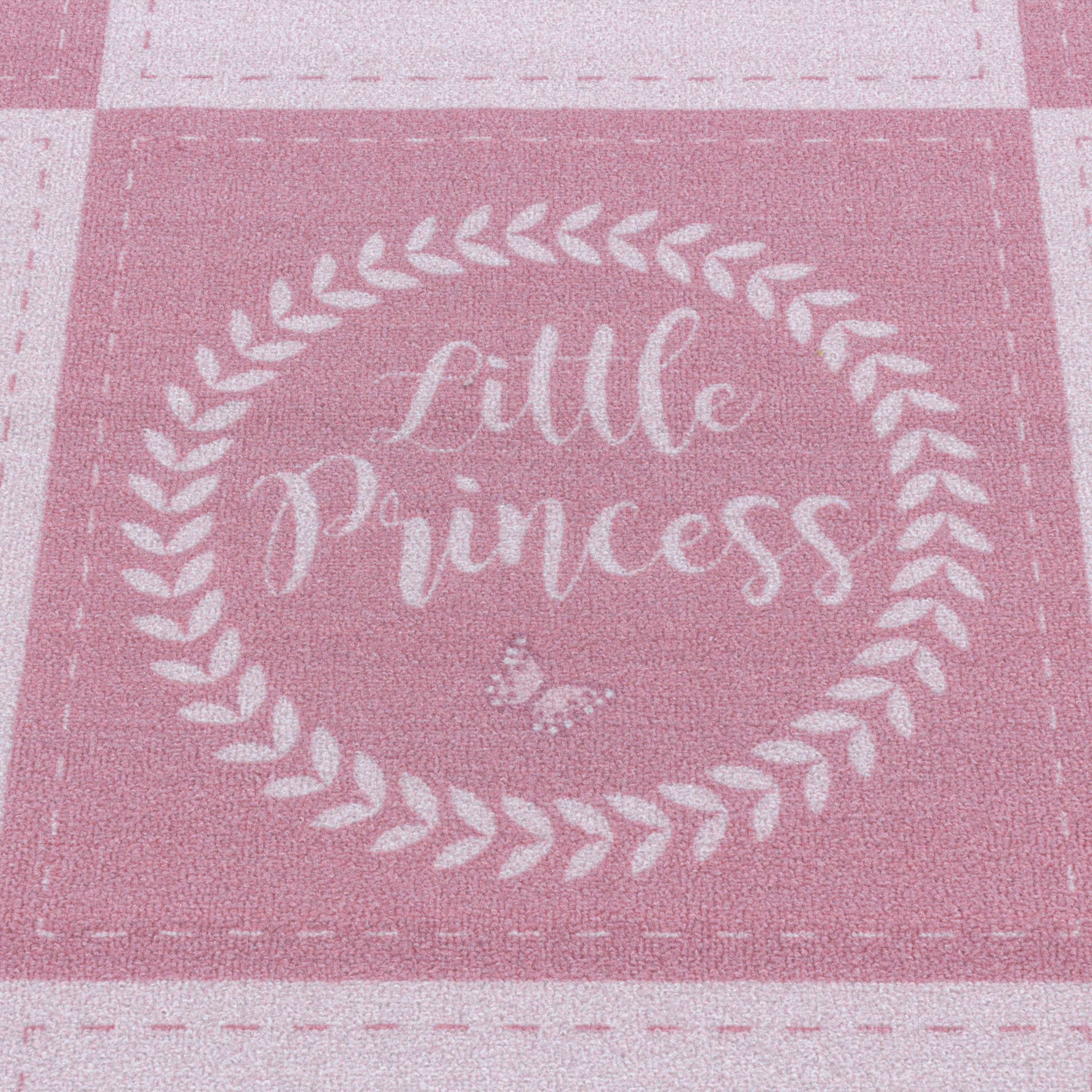 Kurzflor Kinderteppich Kinderzimmer Teppich Prinzessin Krone Zauberstab Pink