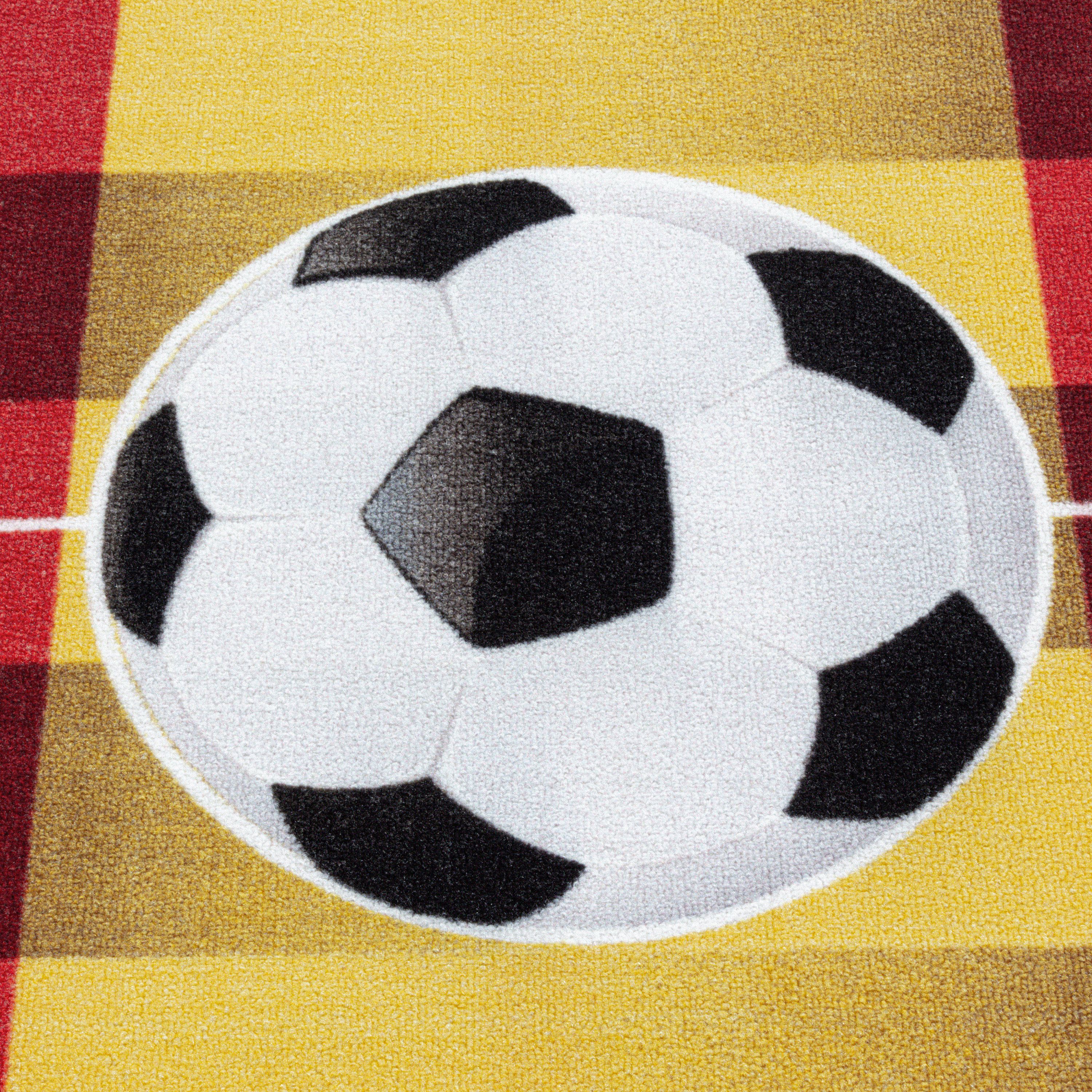 Kurzflor Kinderteppich Kinderzimmer Teppich Spielteppich Fussball Spanien Gelb