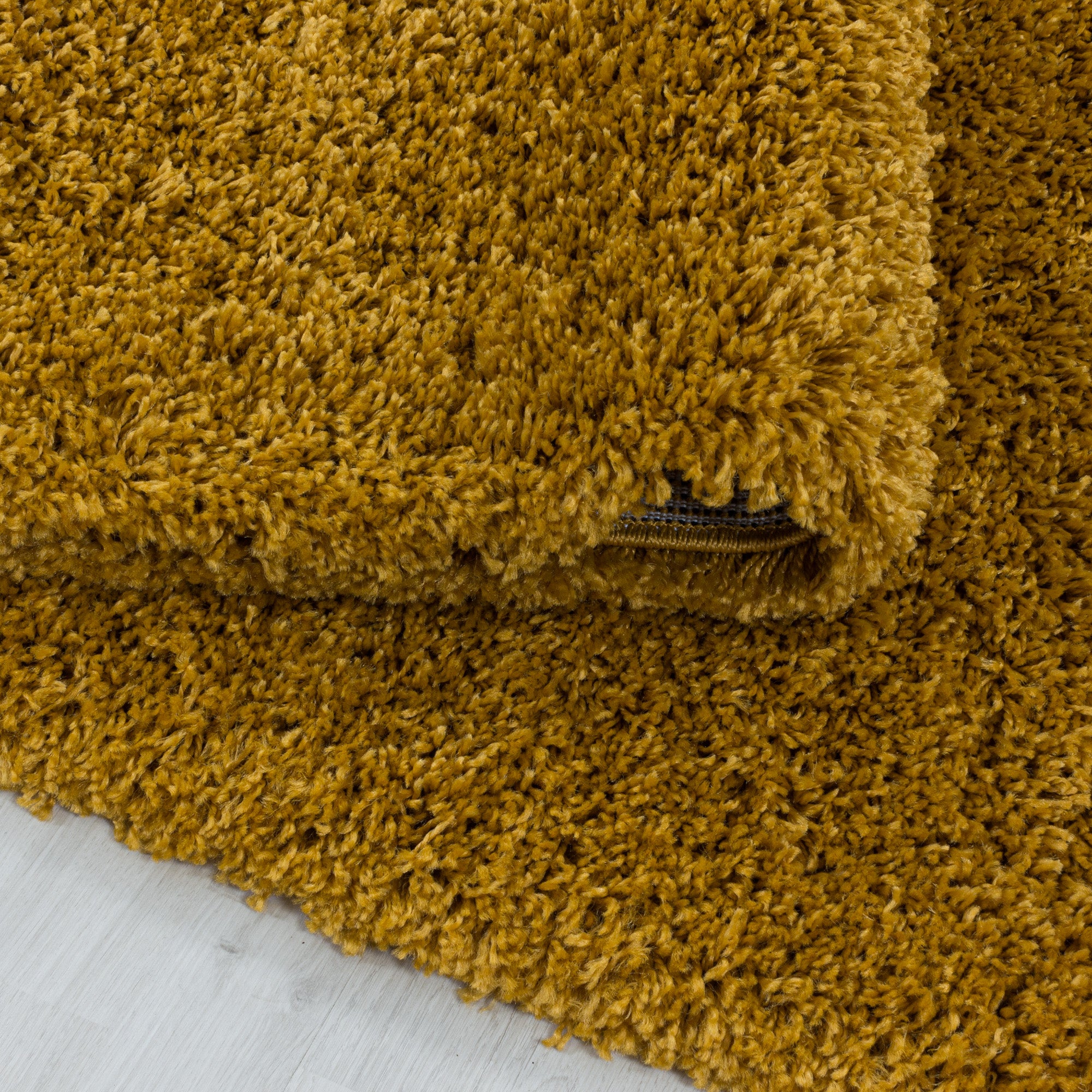 Hochflor Teppich Set Shaggy Bettumrandung Läufer Set Soft Flor 3 Teile Gold