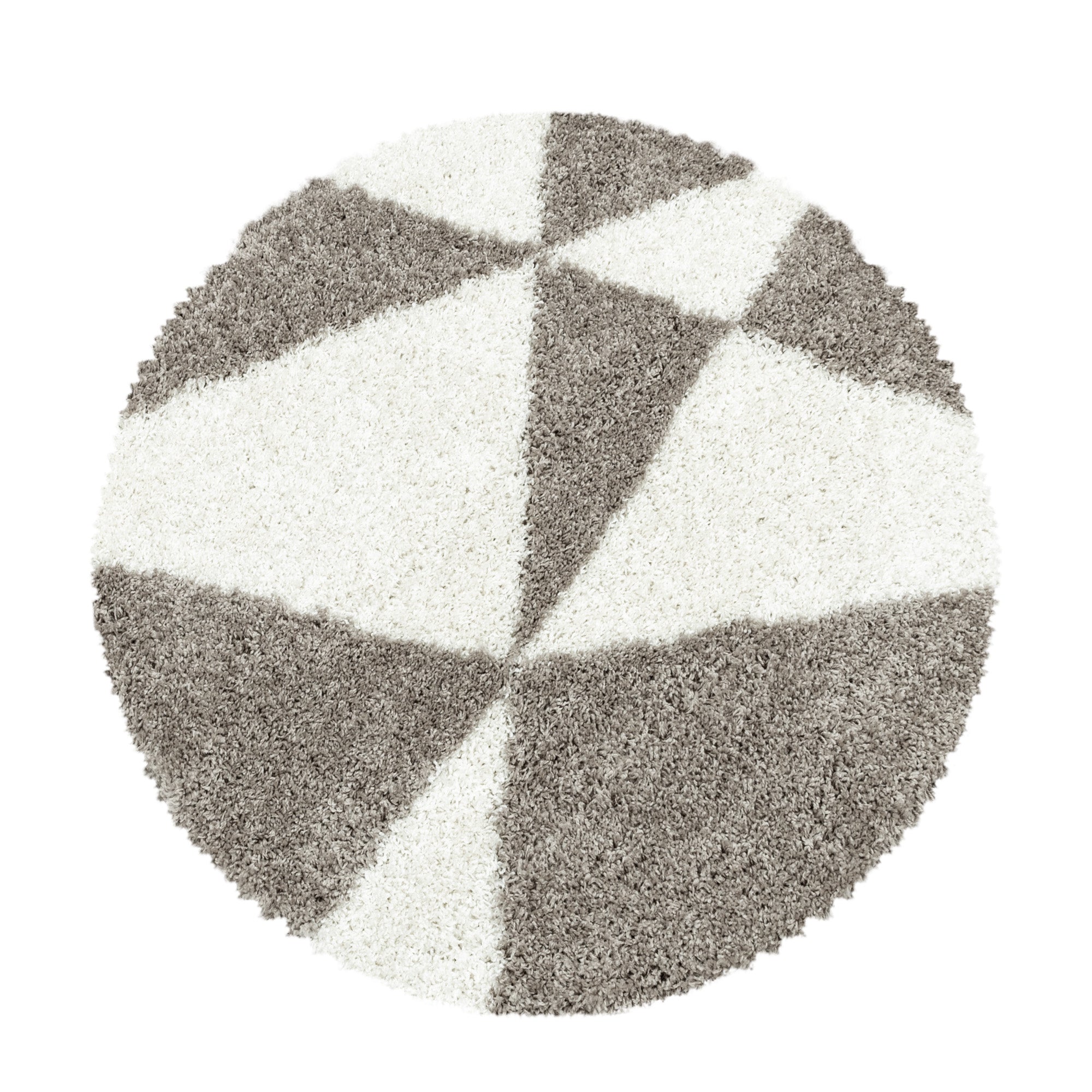 Design Hochflor Teppich Wohnzimmerteppich Muster Abstrakte Dreiecke Beige