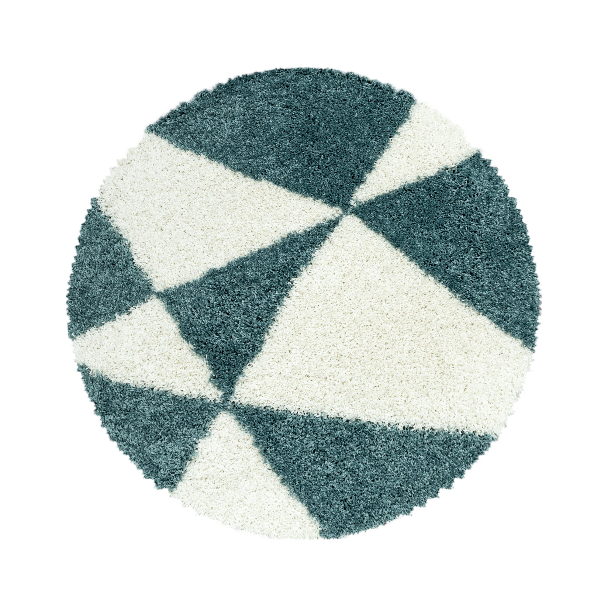 Design Hochflor Teppich Wohnzimmerteppich Dreieck Muster Abstrakt Form Rund